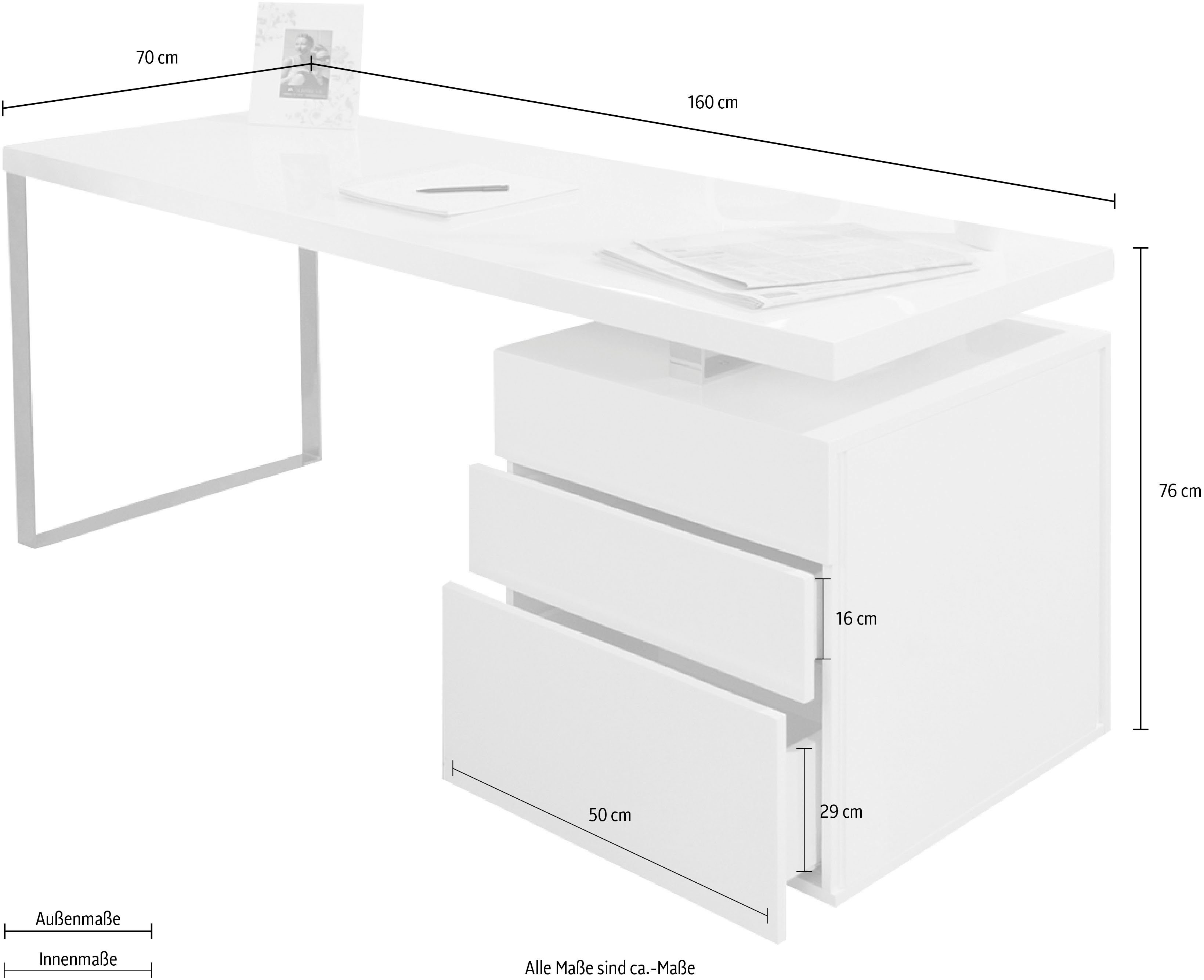 Schubladen SalesFever Soft-Close-Funktion Schreibtisch, mit