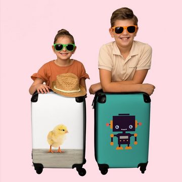 NoBoringSuitcases.com© Kinderkoffer Kleines Huhn - Gelb - Kinder 55x35x20cm, 4 Rollen, Reisetasche mit rollen, Handgepäck für Ferien, Kindertrolley, Koffer