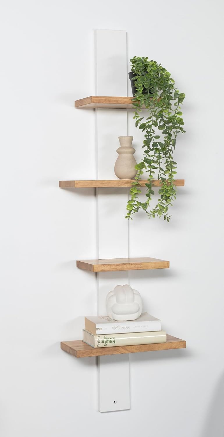 Holz Lichter Wandregal Wandregal Holz 4 Ablagen, Holzregal, Schweberegal günstig online kaufen