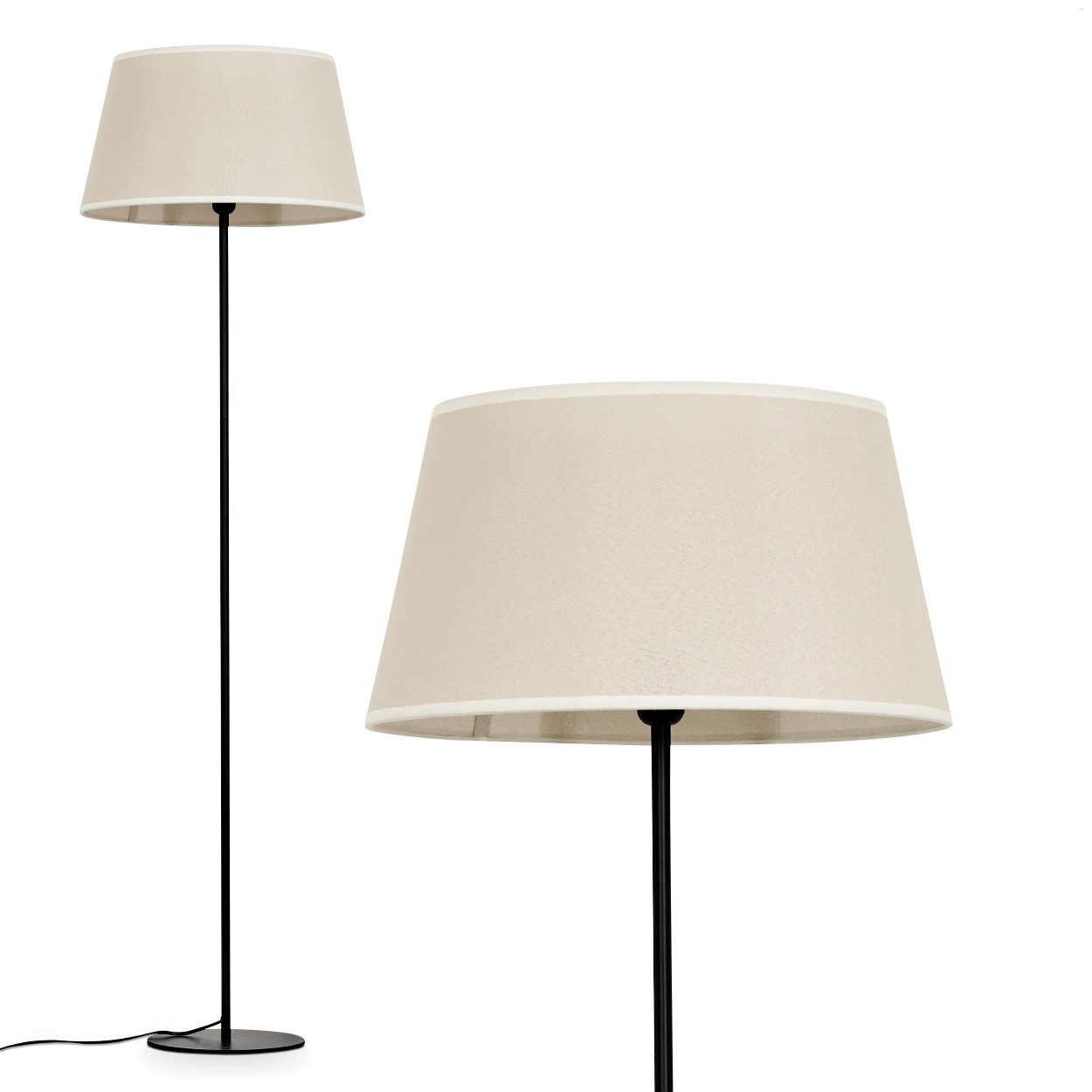 Stehlampe Stehlampe aus Metall/Stoff in Schwarz/Beige/Weiß