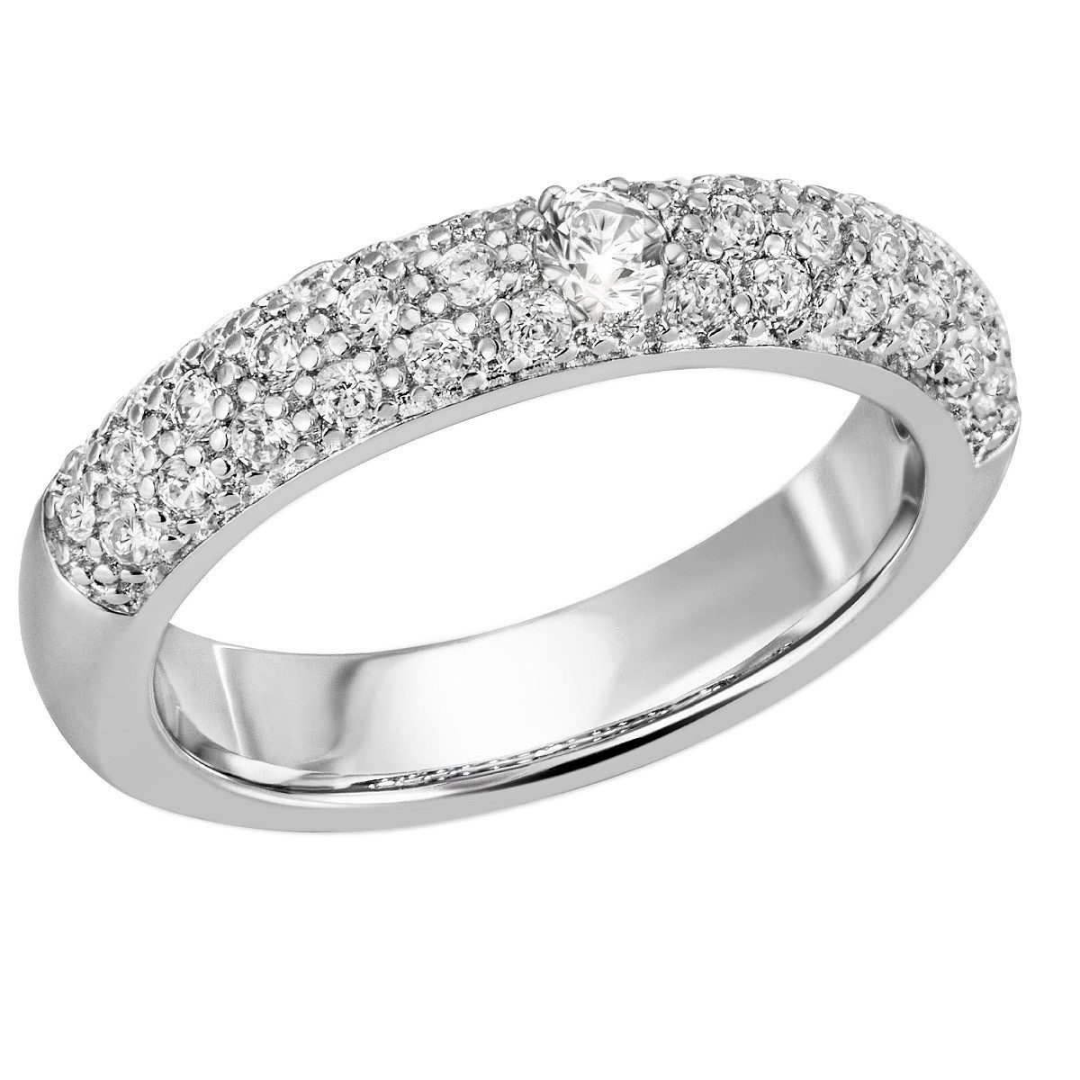 Reflexion Diamonds Silberring 925/- funkelnder Damenring mit Zirkonia (synth) in Pavé-Fassung, Damen Ring mit Zirkonia (synth)