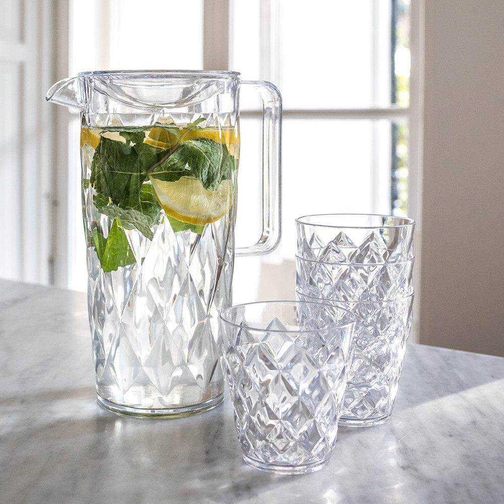 KOZIOL Kanne CRYSTAL, Fassungsvermögen 1,6 l, 1,6 l, (1-St), spülmaschinengeeignet