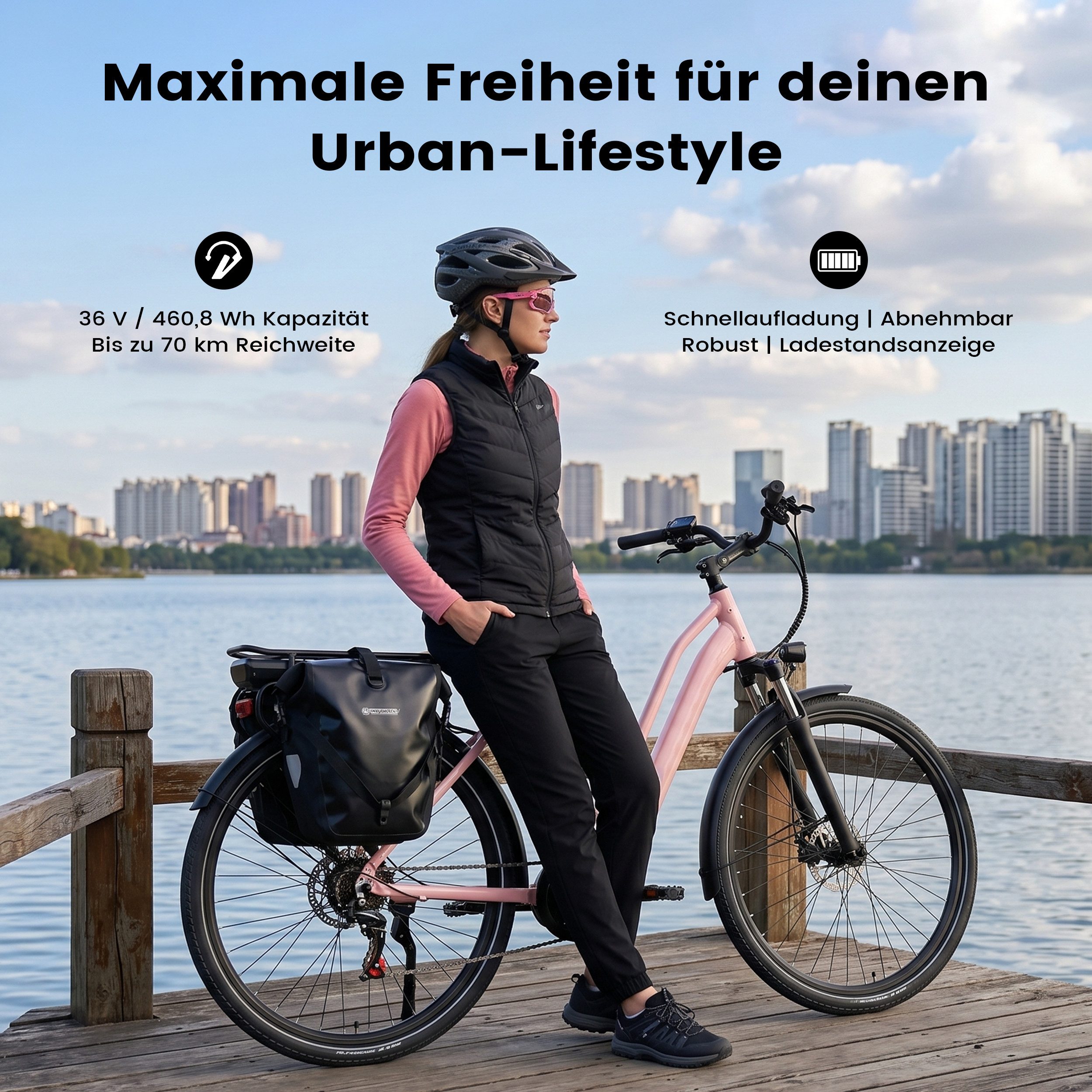 Vankel E-Bike Cityrad Mittelmotor 28 Zoll Cityrad E-Fahrrad Damen u. Herren Pedelec 460Wh, Kettenschaltung, Mittelmotor, 460,8 Wh, (Beleuchtungsset mit Batterieladegerät, Batterieschlüssel, Werkzeug), Pendler mit Drehmomentsensor, Shimano 7-Gang & Lockout-Federgabel