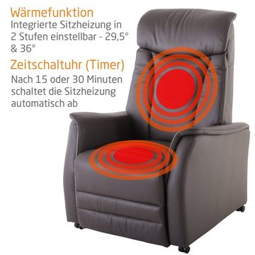 Raburg TV-Sessel Fernsehsessel EMMA EOS 2, verschiedene Farben, Echtleder & Kunstleder, elektrische Aufstehhilfe, Sitzheizung & 2 Timer
