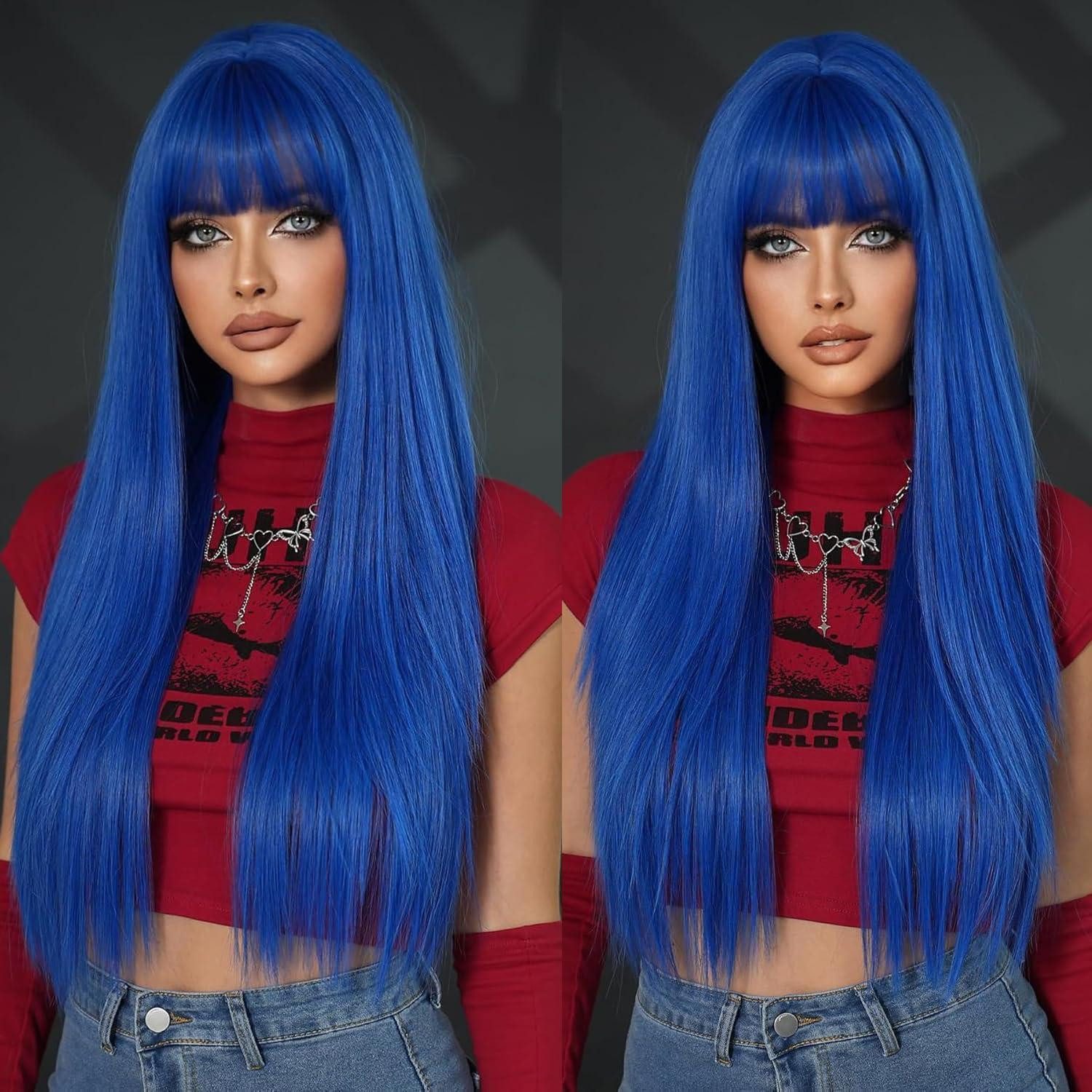 LuxusKollektion Kunsthaarperücke Perücke Damen Pony Synthetik Geschichtet Cosplay Party Blau