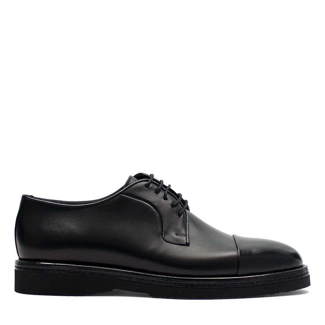 Celal Gültekin Cap-Toe Plateau Profilsohle Schnürschuh Herren Schnürschuh Glattleder, Cap-Toe, Plateau-Profilsohle, Schwarz, 44