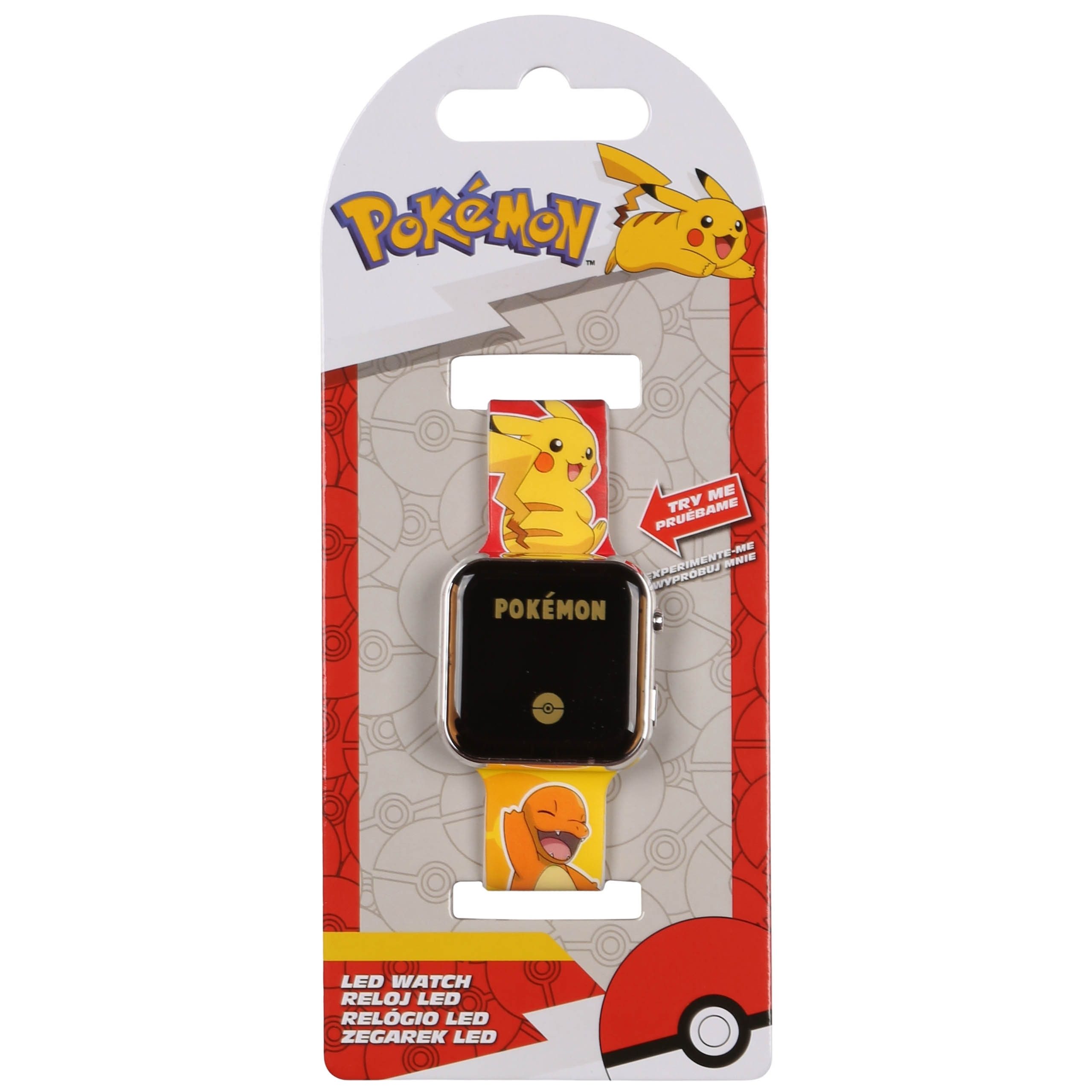POKÉMON Digitaluhr Pokémon LED Armbanduhr für Jungen Gelb mit Datum und Uhrzeit