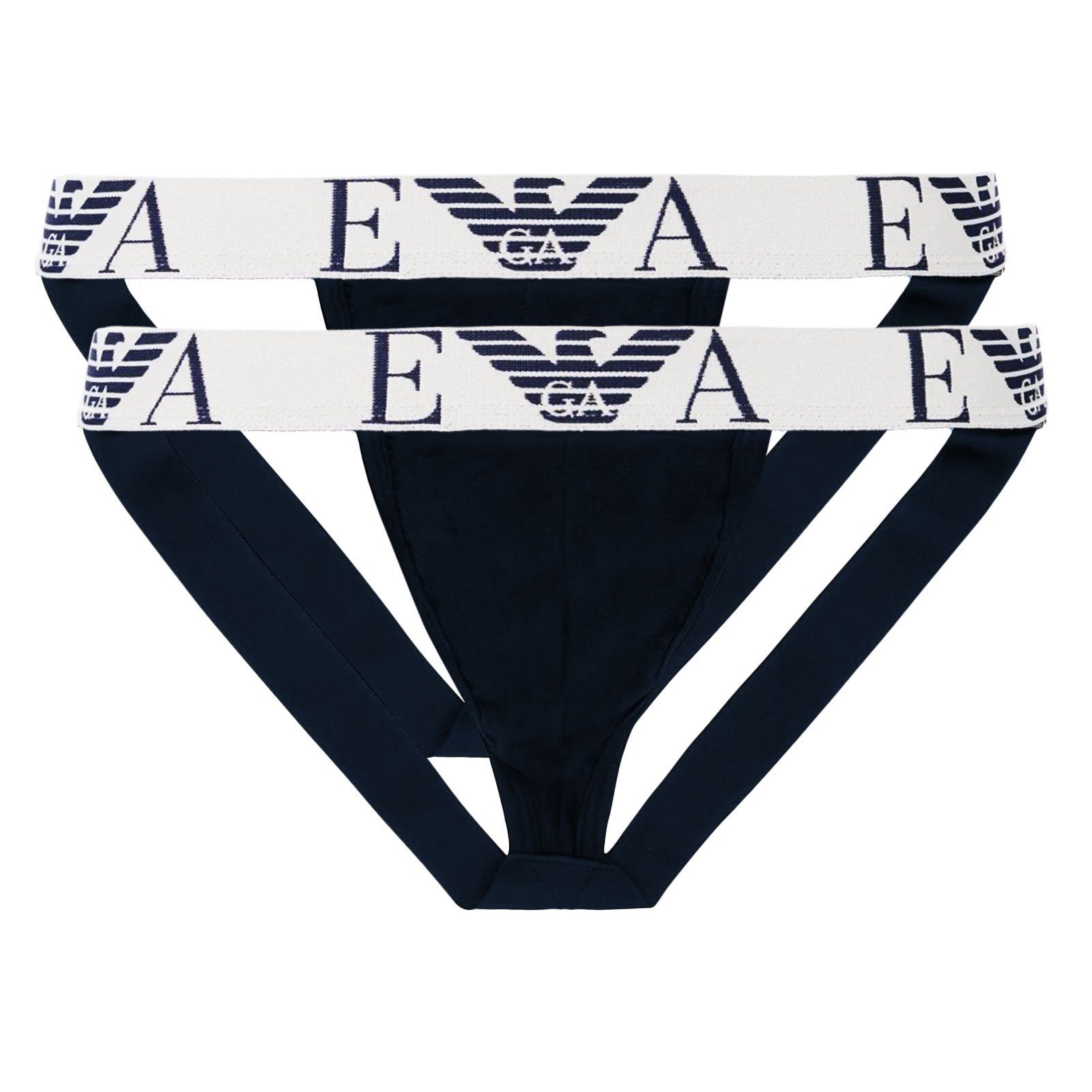 Emporio Armani String Jockstraps Stretch Cotton (2-St) mit doppelt verarbeitetem Frontbereich