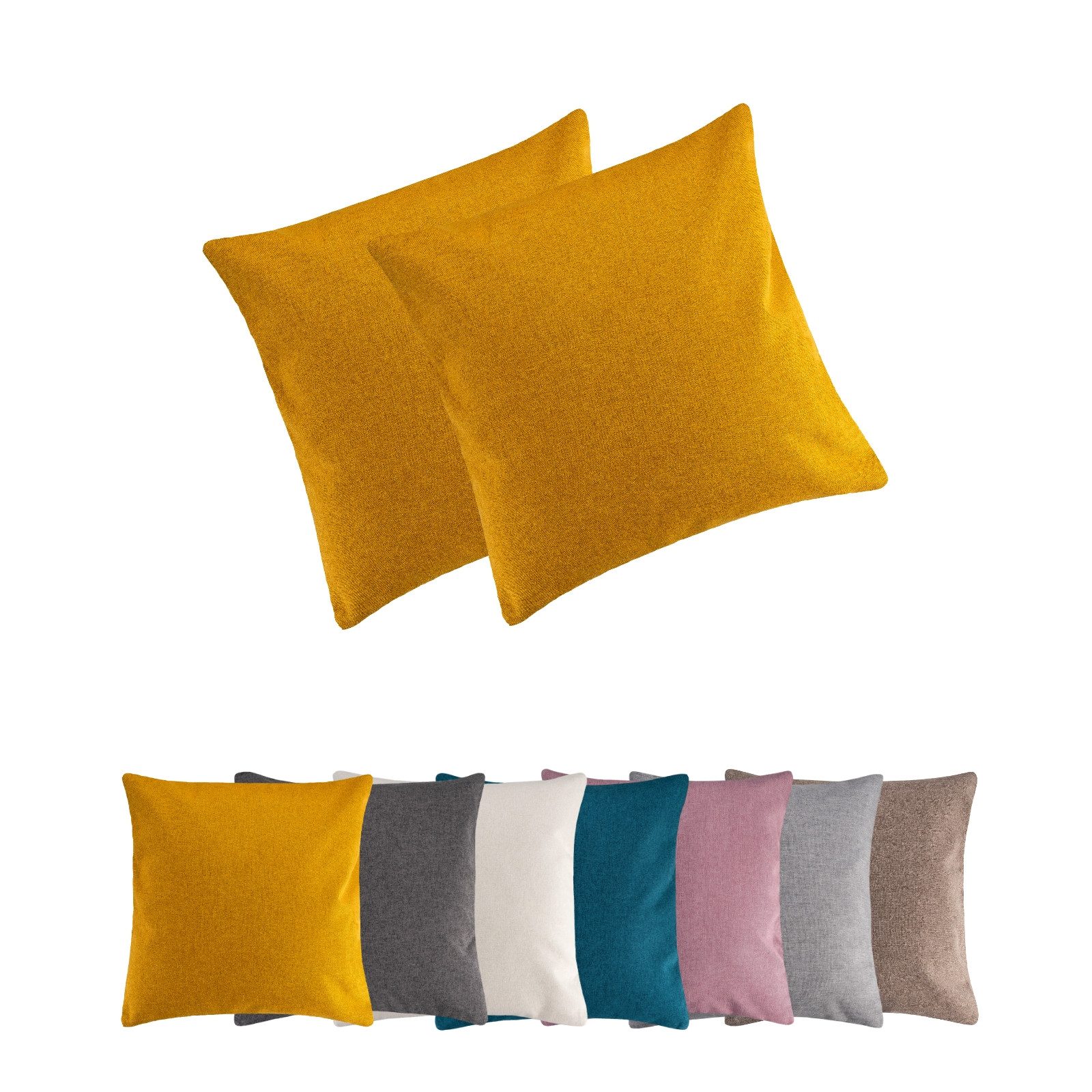 MOON Heimtextilien Kissenhülle 2er Pack Kissenbezug versch. Größen Polyester Reißverschluss Moon, Leinen-Optik