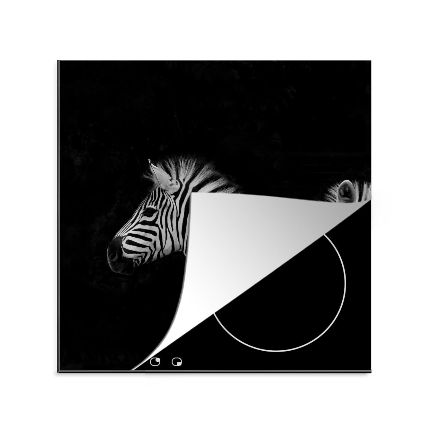 MuchoWow Herdblende-/Abdeckplatte Ceranfeldabdeckung, Zebra und weiß 78x78 Schwarz Kochfeld, Induktionsschutz für Arbeitsplatte - tlg), Vinyl, (1 - cm, - küche