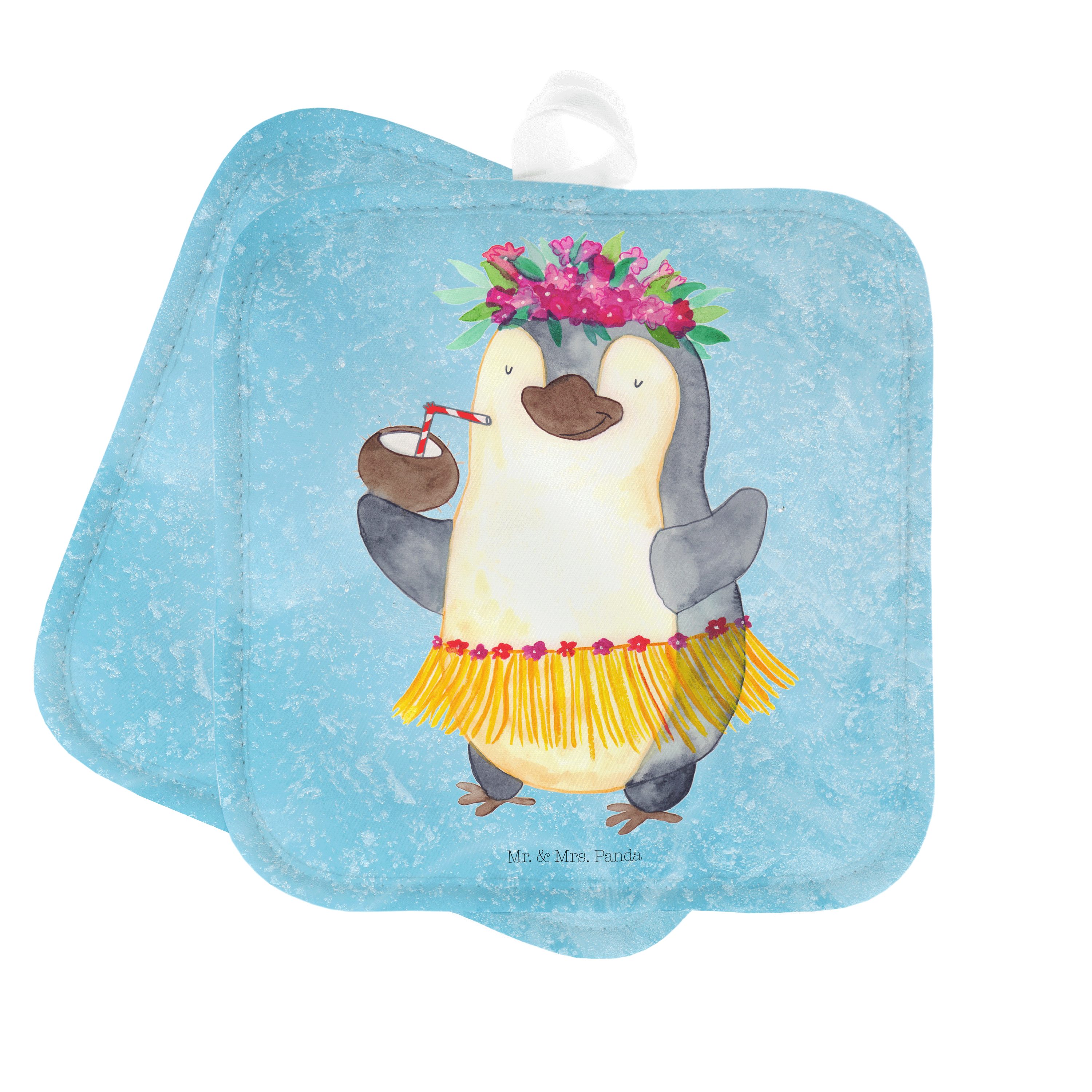 Mr. & Mrs. Panda Topflappen Pinguin Kokosnuss - Eisblau - Geschenk, Topflappen Set, Topflappen, U, (1-tlg)