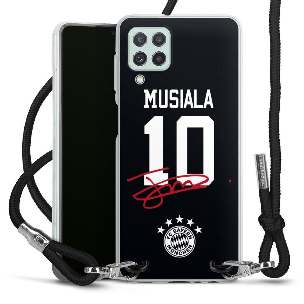 DeinDesign Handyhülle FC Bayern München Jamal Musiala FCB Musiala 10, Samsung Galaxy A22 4G Handykette Hülle mit Band Case zum Umhängen