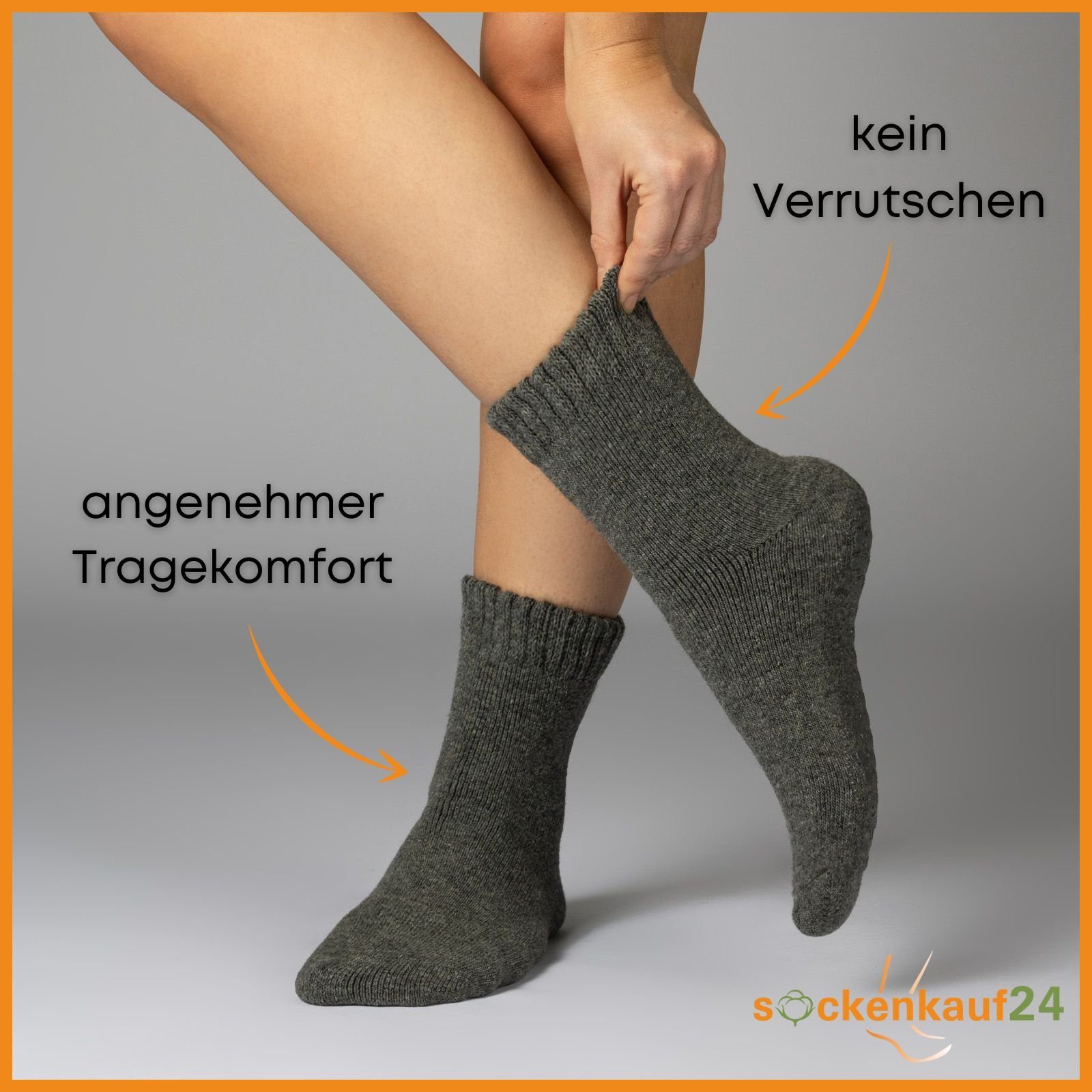 sockenkauf24 ABS-Socken oder 2-Paar, Herren 2, Rutsch 43-46) WP Damen Socken 21463 (Schwarz/Anthrazit, 6 Paar Socken ABS Wolle mit Anti & - 4
