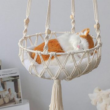 Silberstern Katzen-Hängematte Hängende Katzenhängematte, handgewebtes Boho Katzenschaukelbett, Hängendes Katzenbett, geeignet für Haustiere zum Schlafen und Spielen