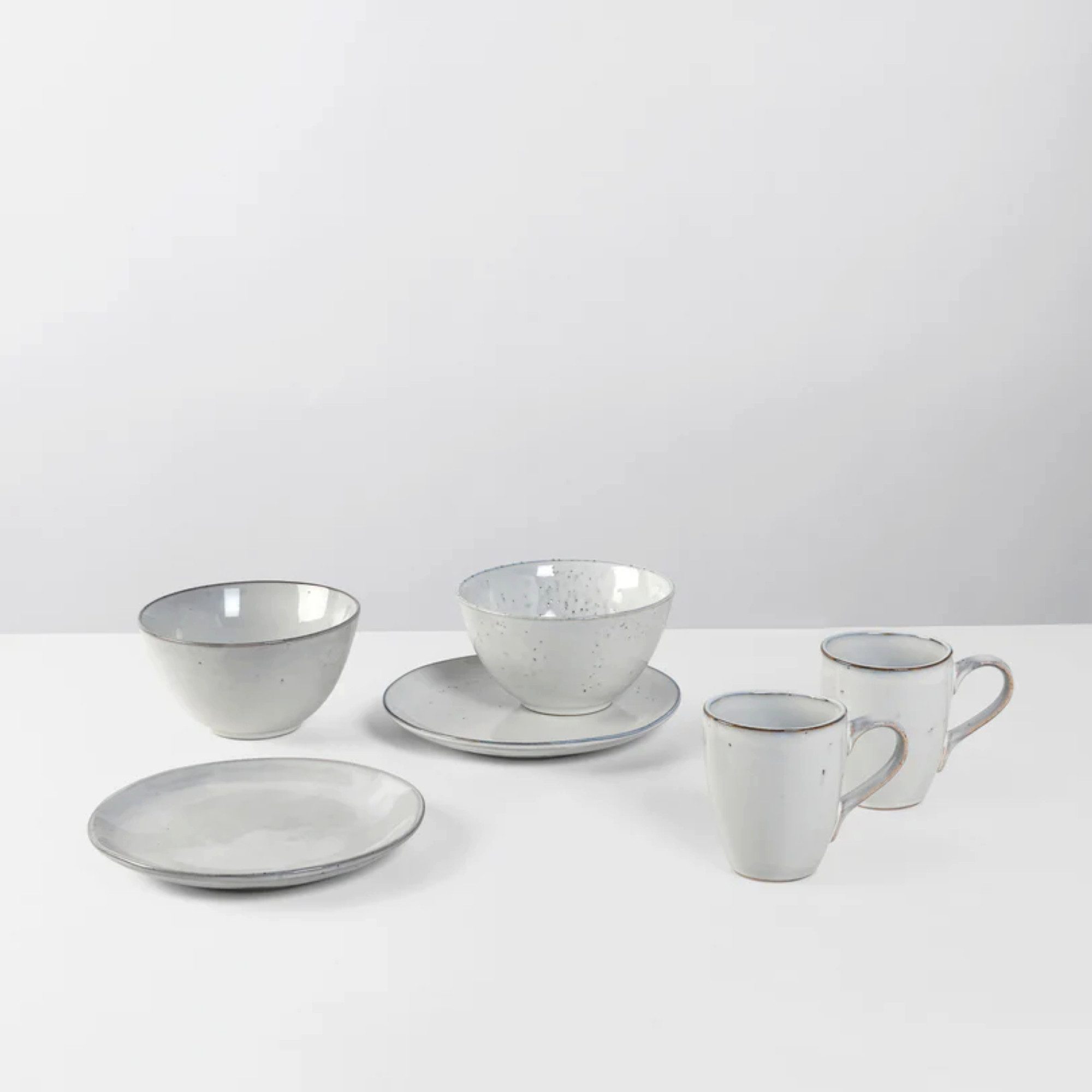 Broste Copenhagen Geschirr-Set Broste Copenhagen Nordic Sand Frühstücksset für zwei 6 tlg. (6-tlg), 2 Personen, Steingut