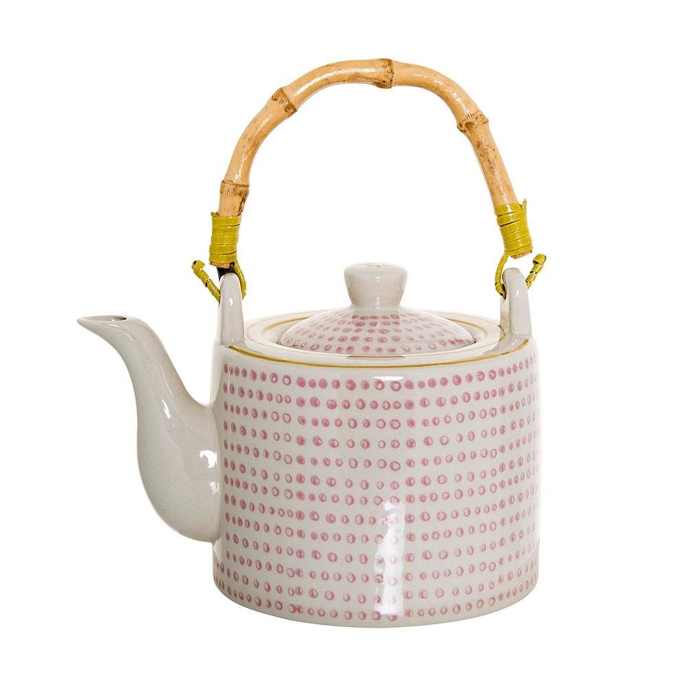 Bloomingville Teekanne Susie Teapot, Rose, Stoneware, 800ml Keramik mit  Henkel aus Bambus dänisches Design, rosa