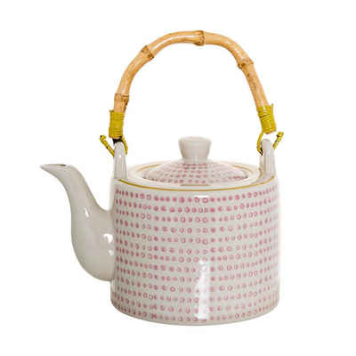 Bloomingville Teekanne »Susie Teapot, Rose, Stoneware«, 800ml Keramik mit Henkel aus Bambus dänisches Design, rosa