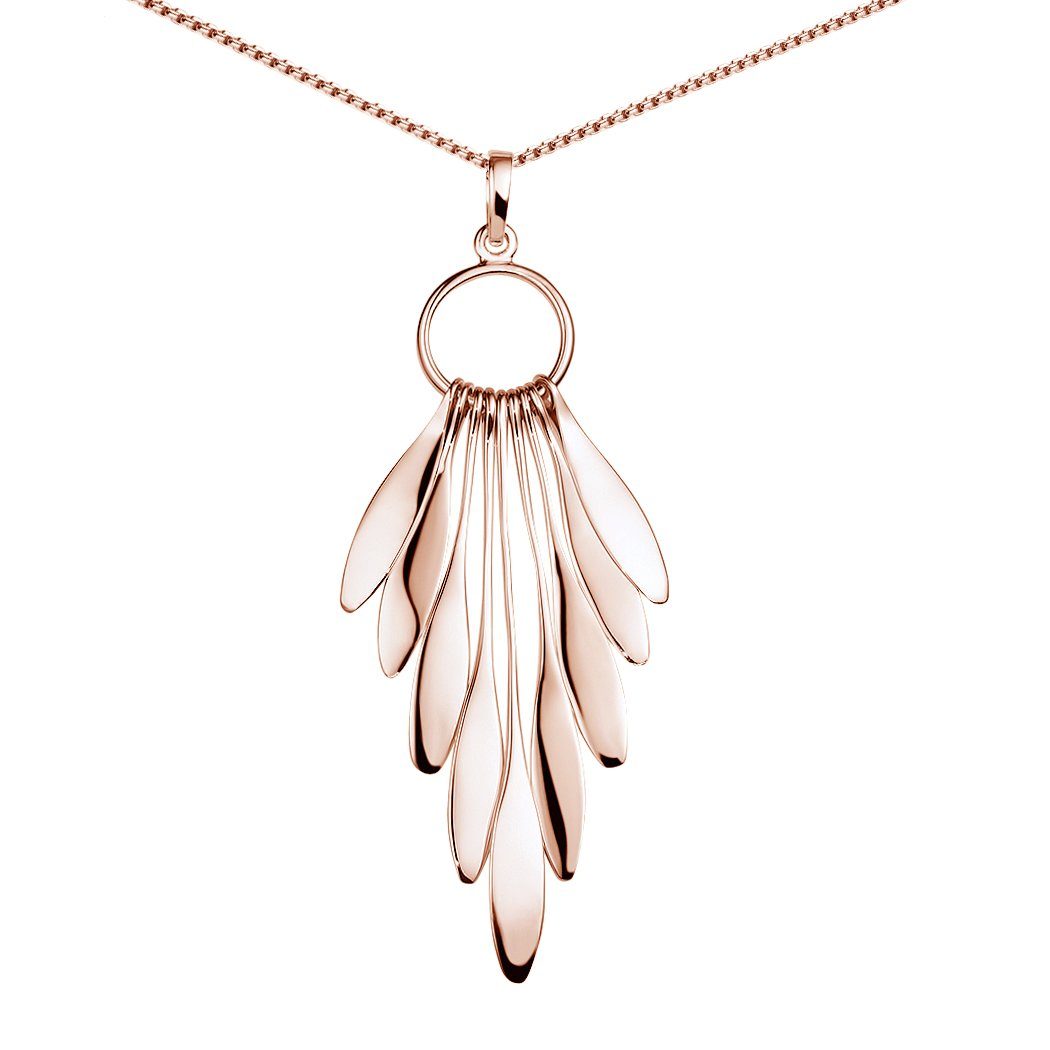 Materia Kettenanhänger Damen Rosegold Tropfen lang freischwingend KA-449, Sterlingsilber, rosevergoldet