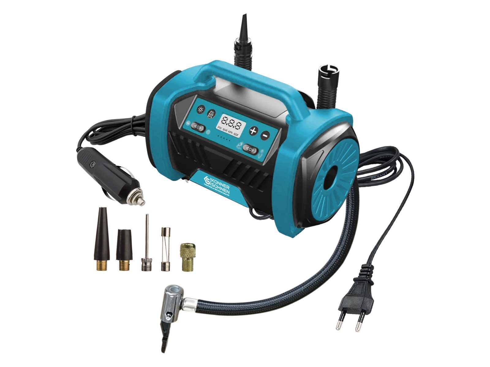 Könner & Söhnen Atemluftkompressor KS P30, Hochdruckmodus, Kabellänge 3 m, 1-tlg., Aufblasgeschwindigkeit 35 l/min, maximaler Druck 150 Psi, automatische Abschaltung, Taschenlampe