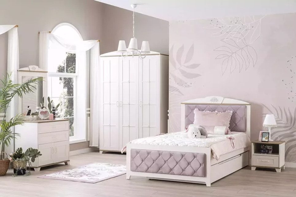 JVmoebel Jugendbett Funktionsbett Chesterfield Ausziehbar aus Holz (1-tlg., Jugendbett), Made in Europa
