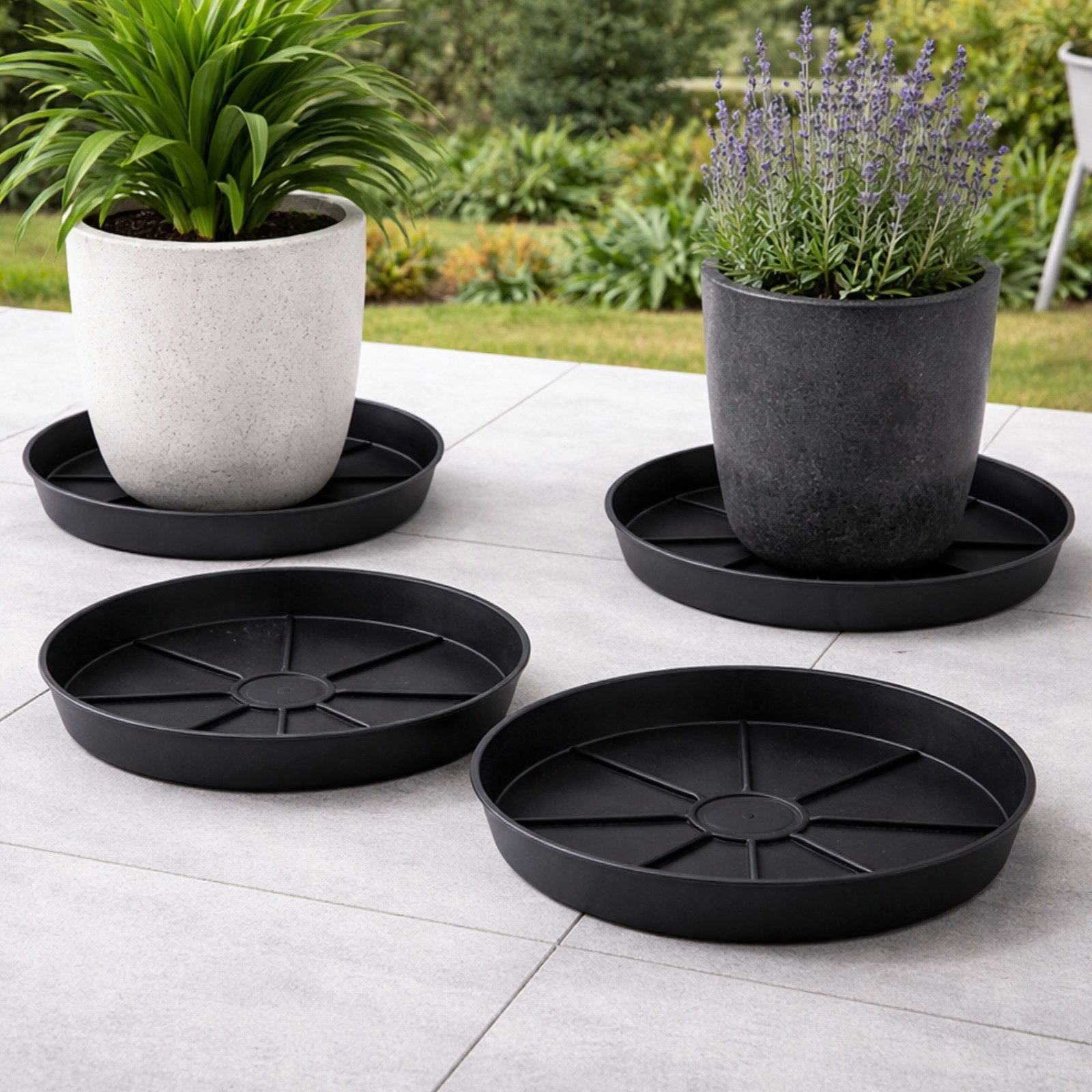 Koopman Blumentopfuntersetzer Untersetzer Topfuntersetzer Ø29cm Kunststoff Schwarz 4er Set, Set, 4-tlg., Kunststoff, In- & Outdoor, 4 Stück, 4 cm hoch