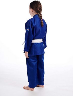 IPPON GEAR Judoanzug Future, [Judoanzug (Jacke & Hose) für Kinder (5 - 10 Jahre) inkl. Gürtel, Gr. 100, Hochwertiges reißfestes Gewebe] - blau