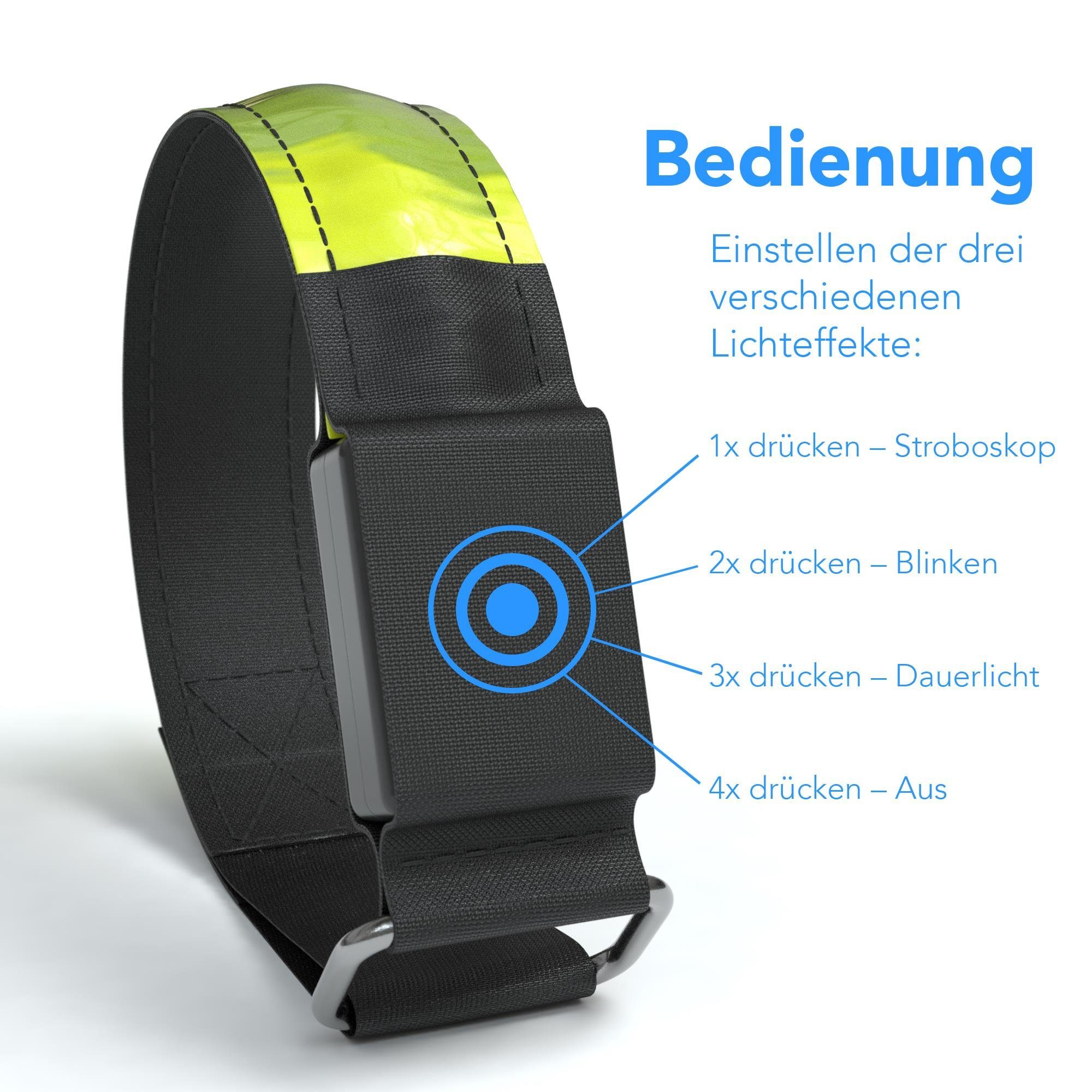 EAZY CASE Fahrradreflektor 4er Set Reflektor Flash Armband, Reflektierendes Armband Reflektorbänder Joggen Armband leuchtend Gelb