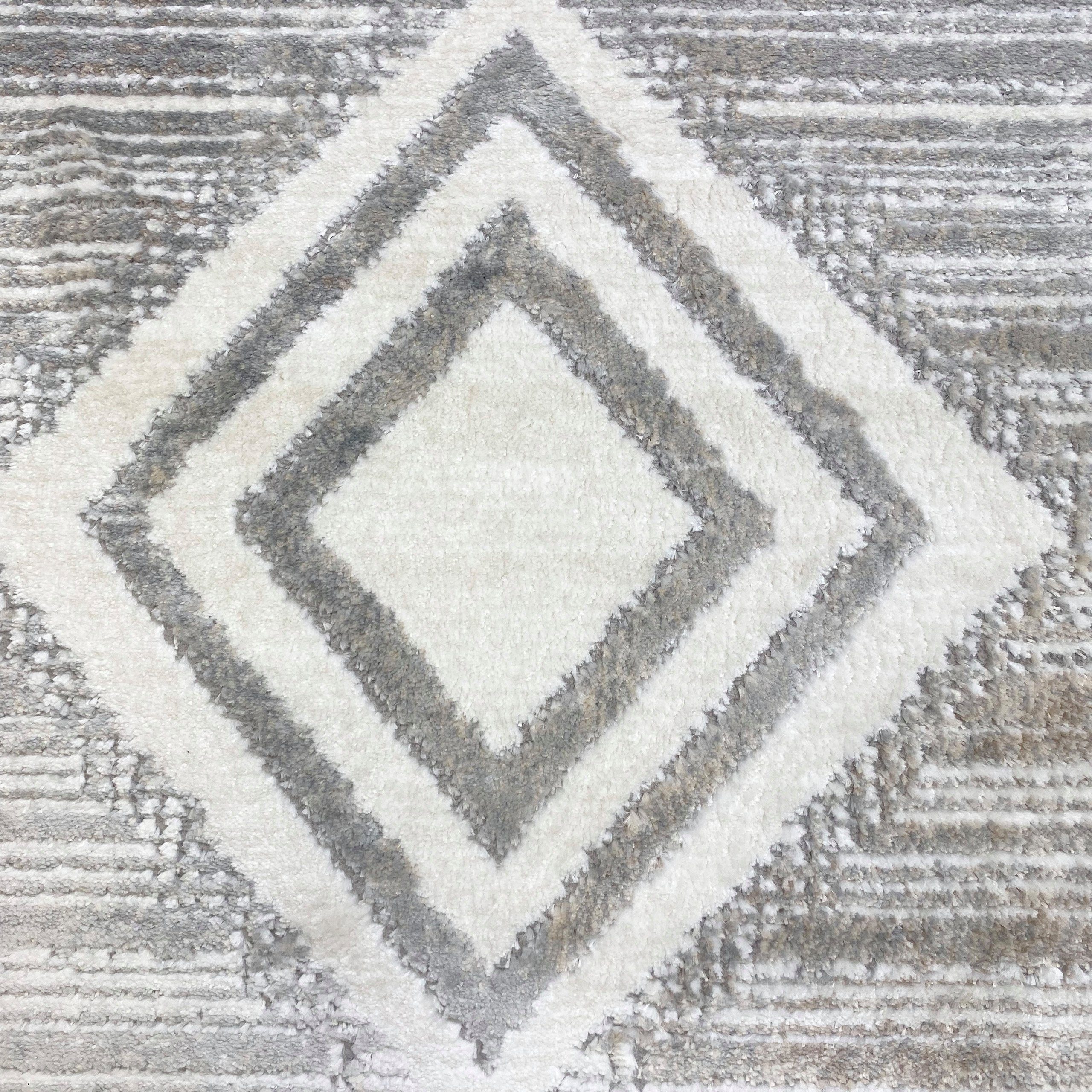 Carpetia Teppich Wohnzimmerteppich – marokkanisches Rautenmuster – in creme weiß, rechteckig, Höhe: 12 mm