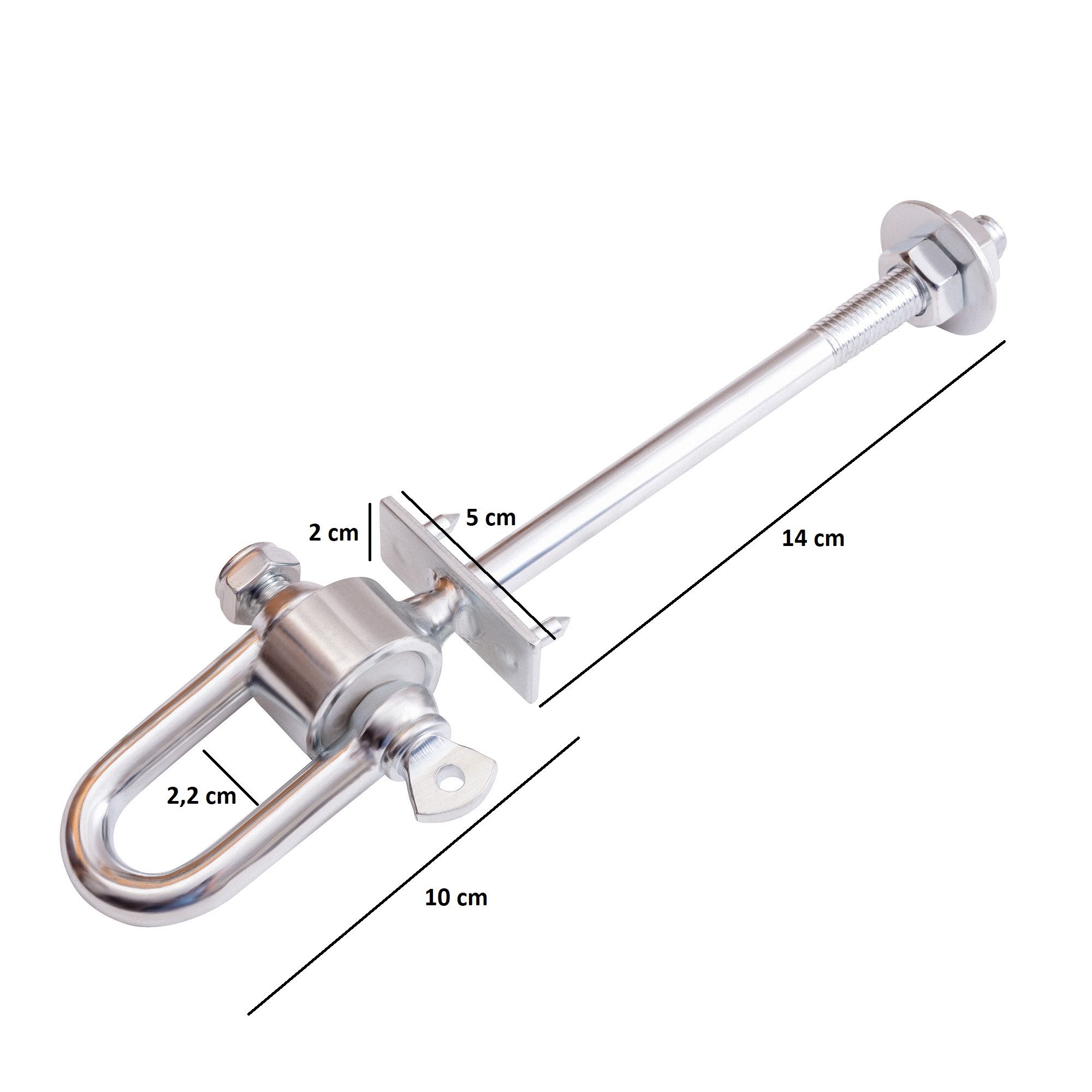 ROG-Gardenline Schaukelgestell 2x Schaukelhaken mit Schäkel, verzinkt, M12 x 140 mm für Balken bis ca. 100 mm