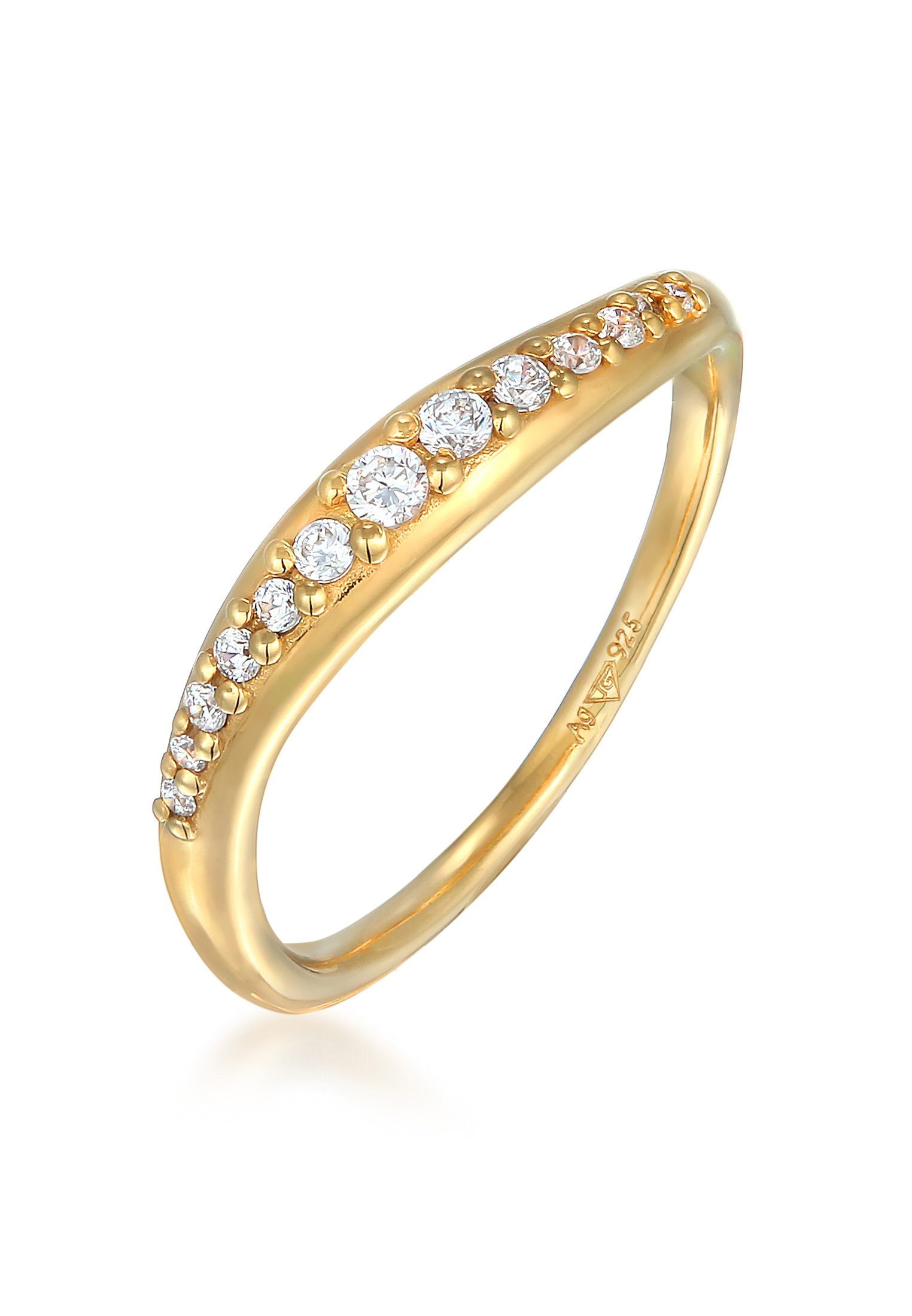 Verlobungsring Zirkonia Schwungvolles Design 925 Sterling Silber