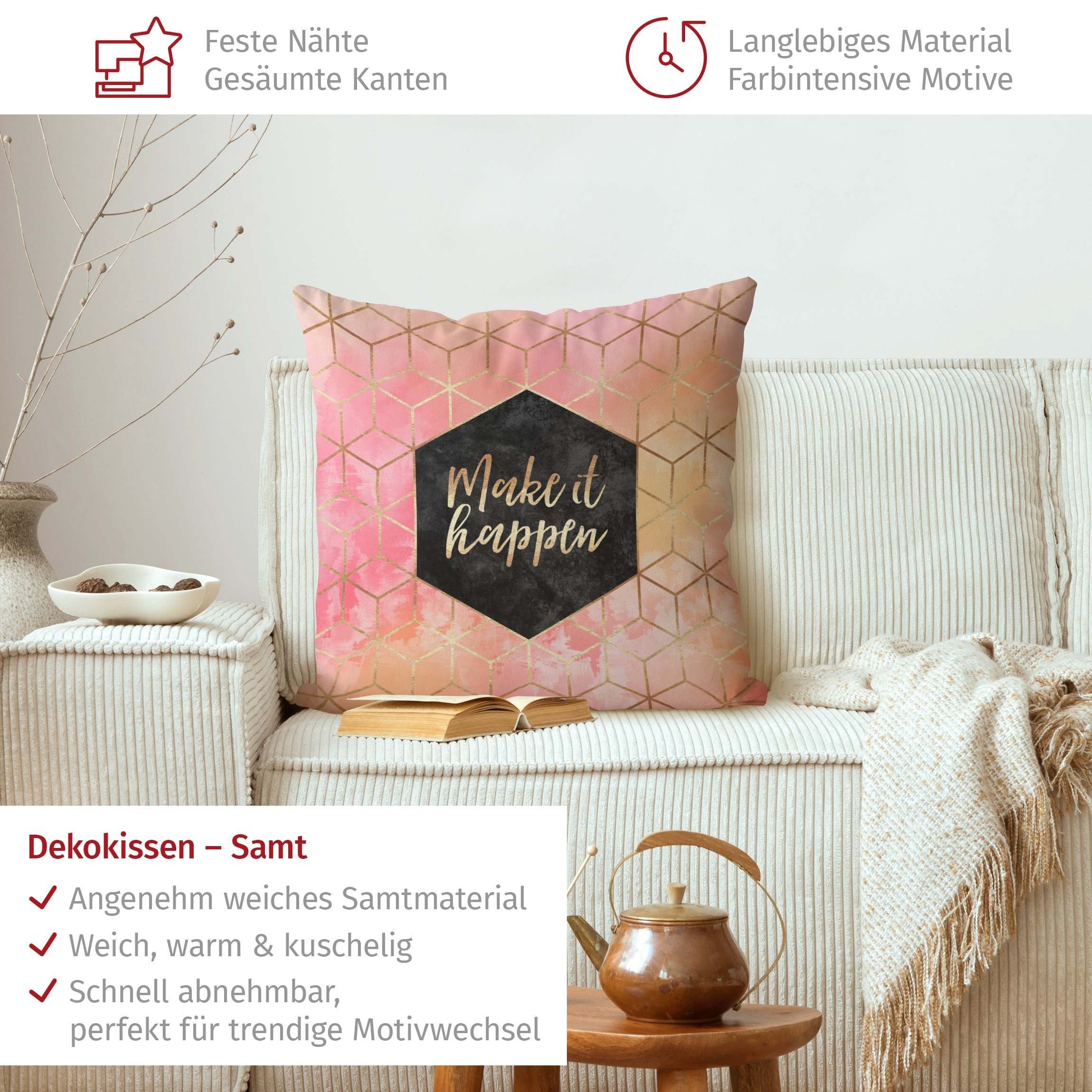 Bilderdepot24 Dekokissen drinnen Kissenhülle/ Sofakissen/ Zierkissen Kissenhülle gold Sprüche, Bezug Aquarell mit / ohne Füllung Zierkissen Outdoor Sofa Bett
