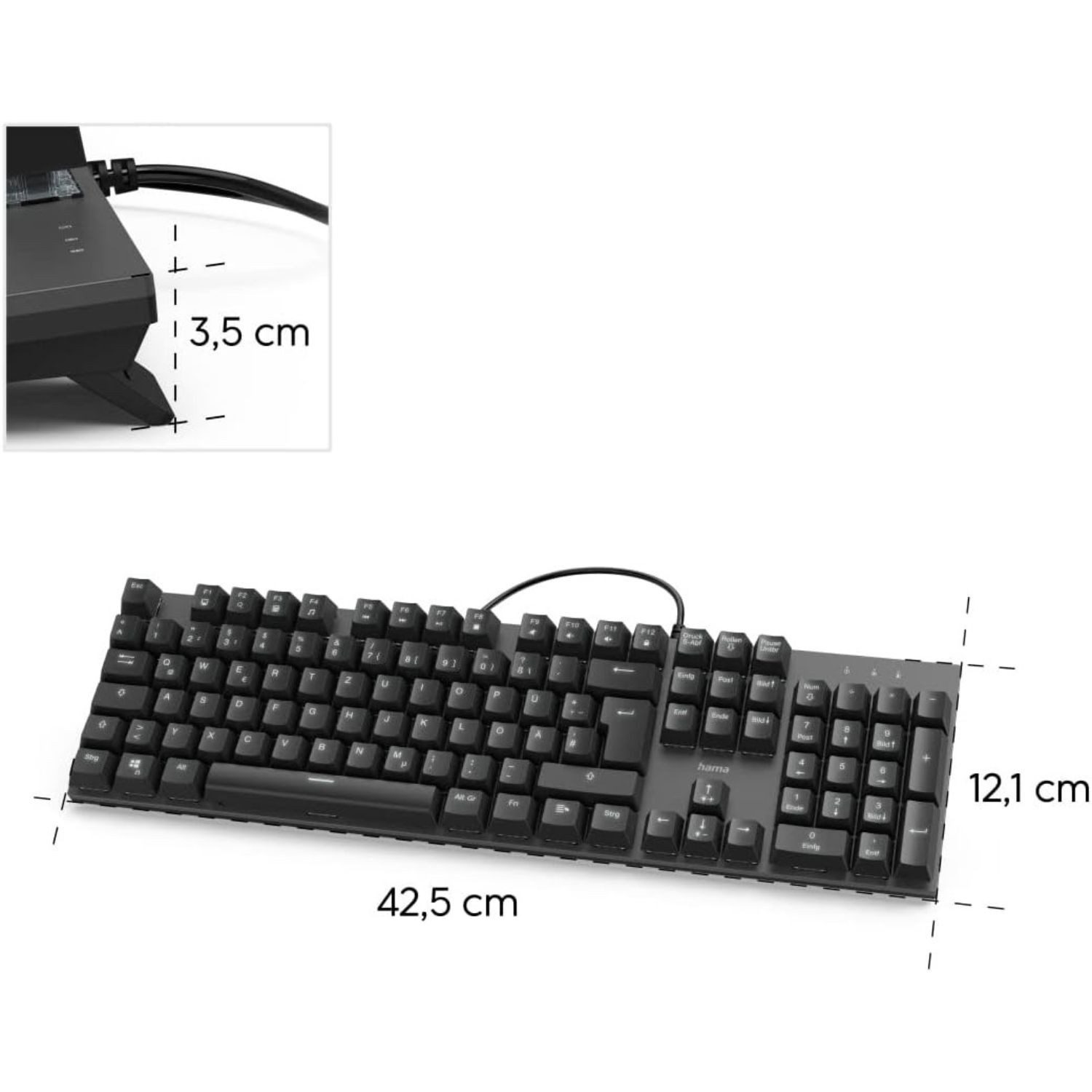 Hama Mechanische Tastatur Keyboard MKC-650 DE-Layout Gaming-Tastatur (Voll-Tastatur Multimedia-Tasten Ziffernblock Num-Pad Mechanical Office) – Bild 5 von 5