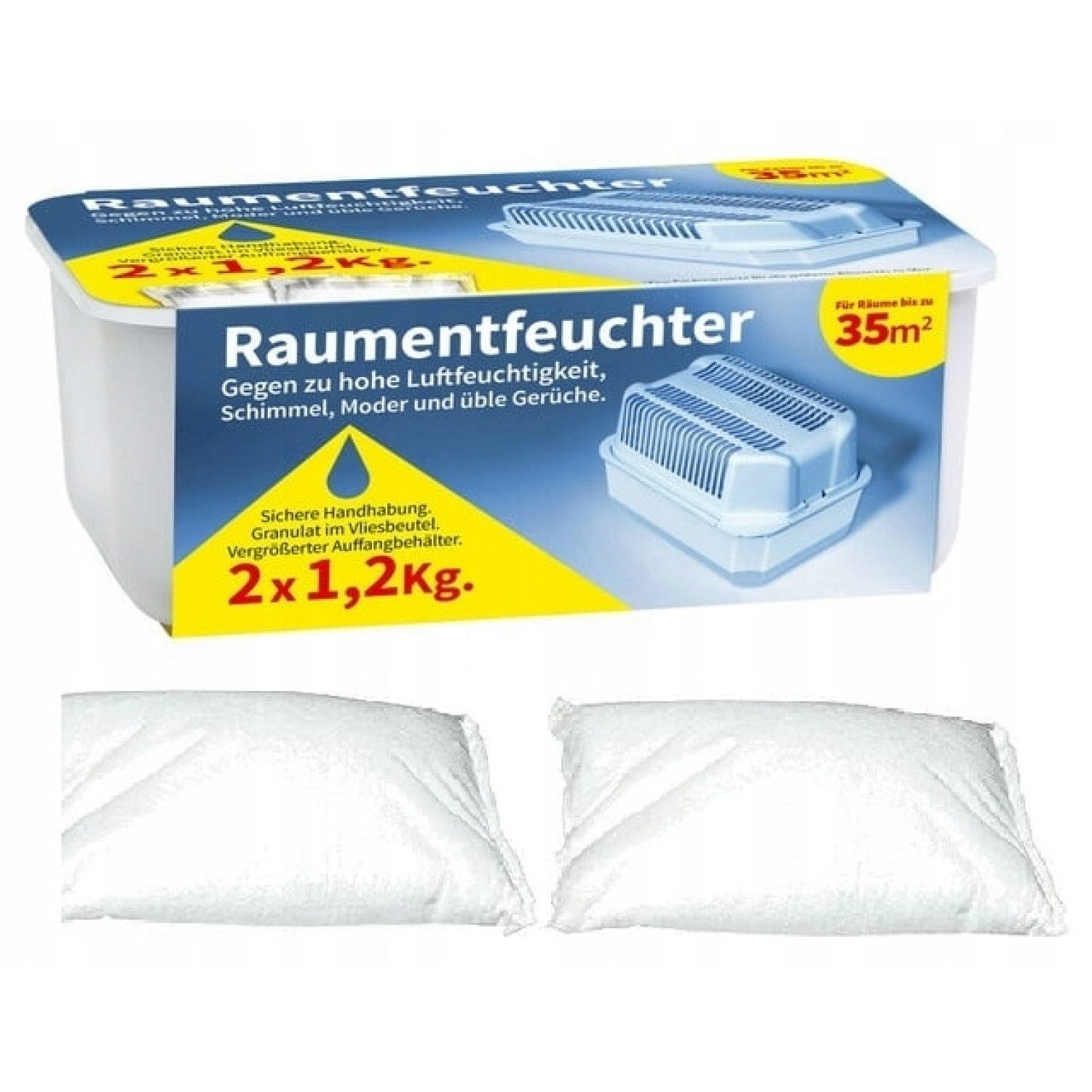 WENKO Granulat-Luftentfeuchter Осушители воздуха Raumentfeuchter SET 2 x 1,2kg Nachfüll-Beutel Granula