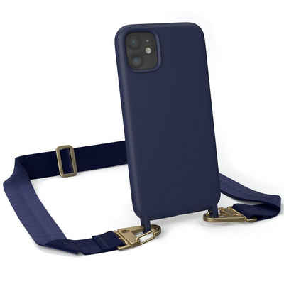 EAZY CASE Handykette Karabiner Breitband für Apple iPhone 11 6,1 Zoll, Handykette zum Umhängen Slim Phone Chain Festivalbag Smartphone Blau