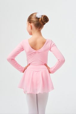 tanzmuster Chiffonkleid Ballettkleid Anna mit Glitzersteinen Mädchen Ballettbody mit Chiffon Röckchen