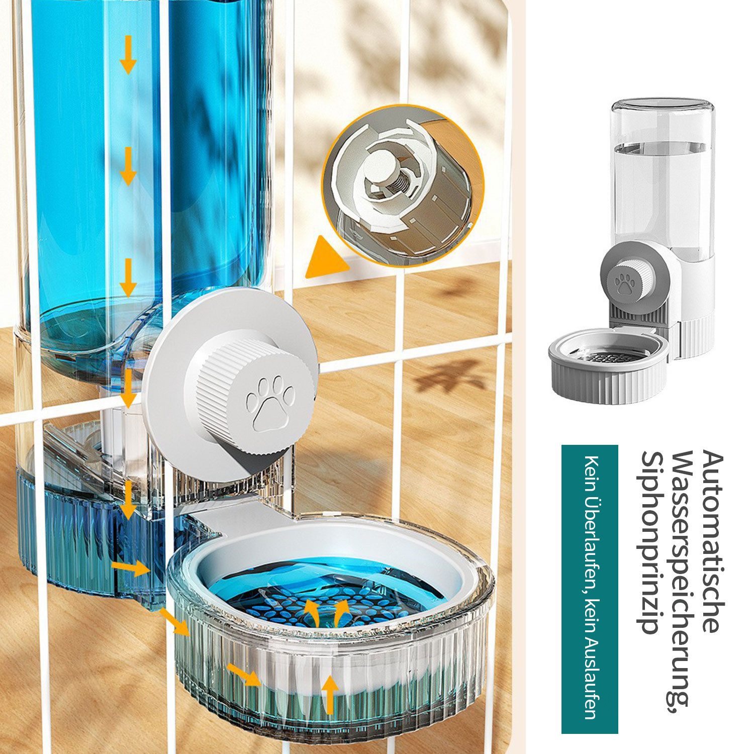 Refttenw Futterspender Hängender Futterautomat für Haustiere, Wasserspender, Abnehmbar