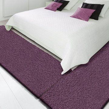 Hochflor-Bettumrandung Barcelona Lila, 3 Größen, Teppichläufer, ideal im Schlafzimmer Floordirekt, Höhe 22 mm, (3-tlg), Shaggy