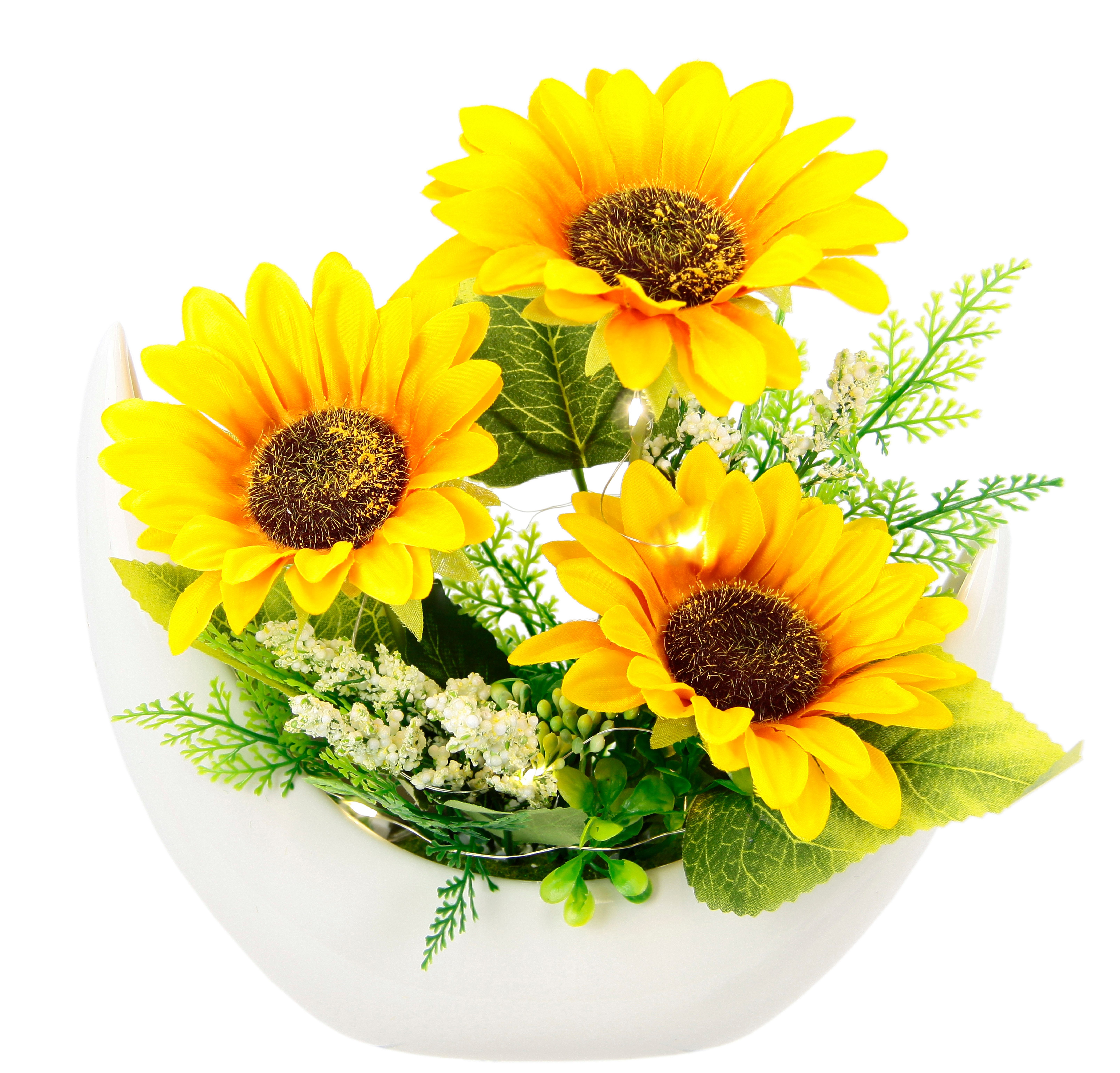 Kunstblume Arrangement Sonnenblumen, I.GE.A., Höhe 26 cm, Mit LED-Licht in günstig online kaufen