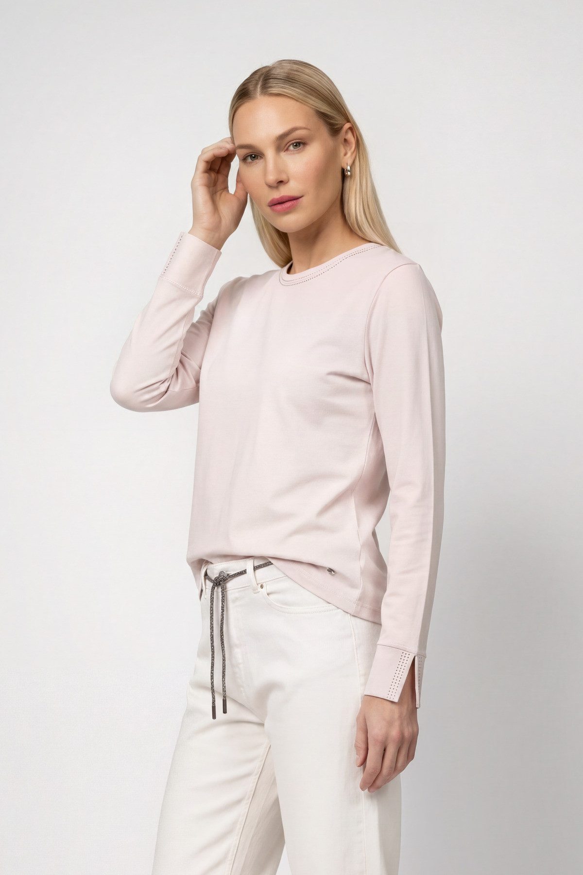 Monari Langarmshirt Shirt Basic Schmuck Regular fit mit Rundhalsausschnitt