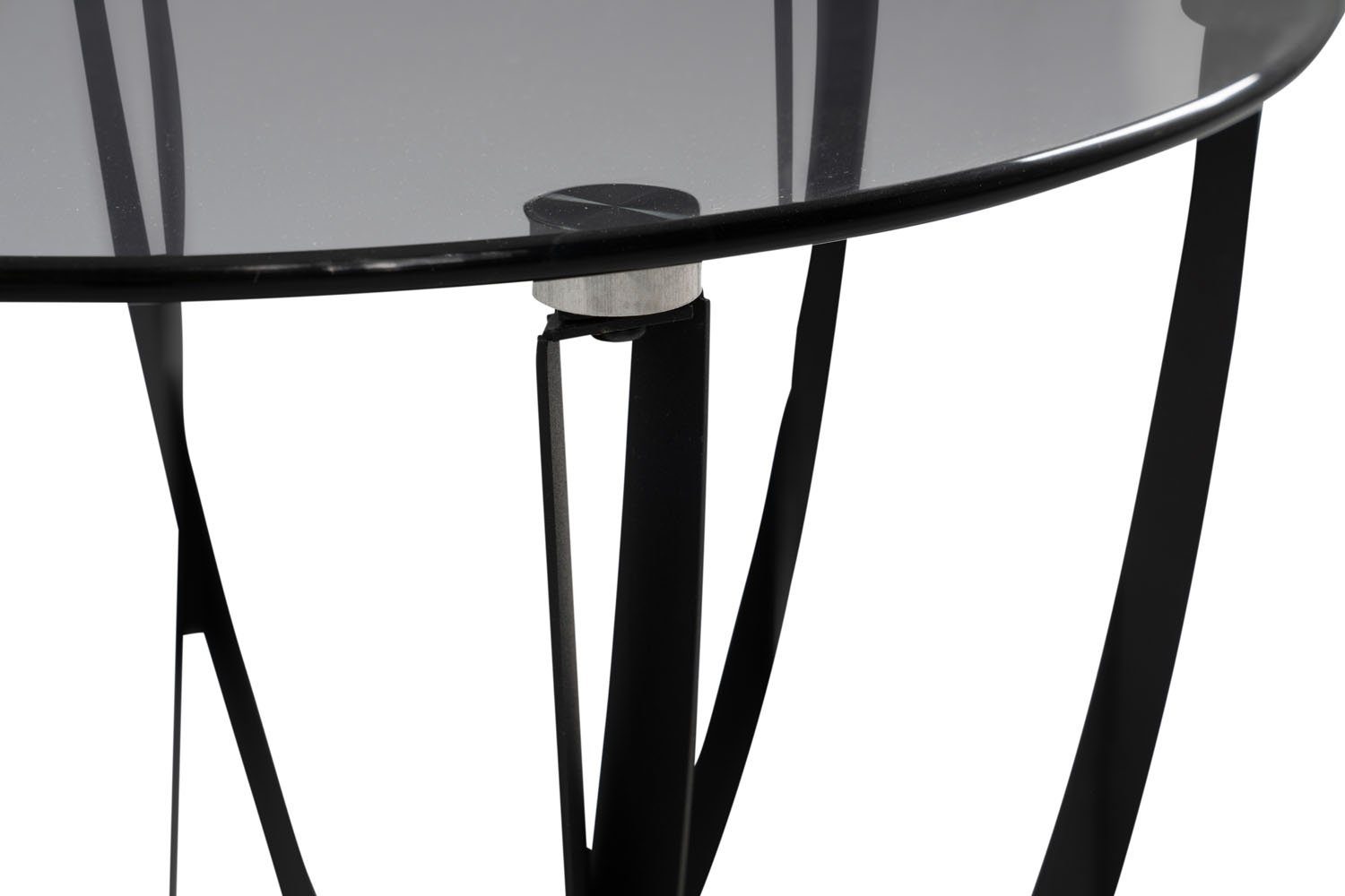 M2 Kollektion Beistelltisch MAYA, Ø 50 cm, Grauglas, schwarzes Metallgestell, mit runder Ablagefläche