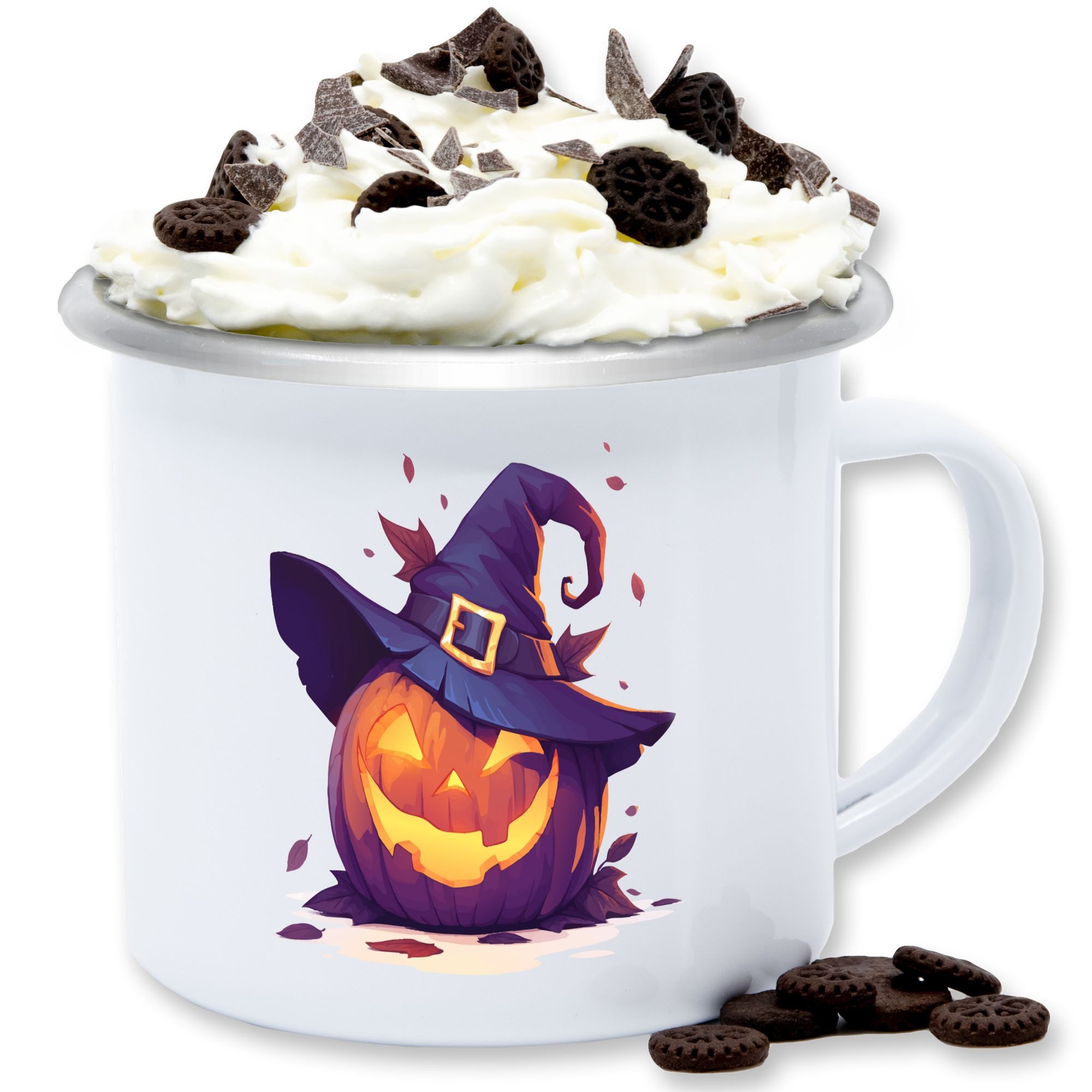 Shirtracer Tasse Gruseliger Kürbis, Gruselig Hexenkürbis, Gruselkürbis, Spooky Kürbi, 1-tlg., Stahlblech, Halloween Tassen