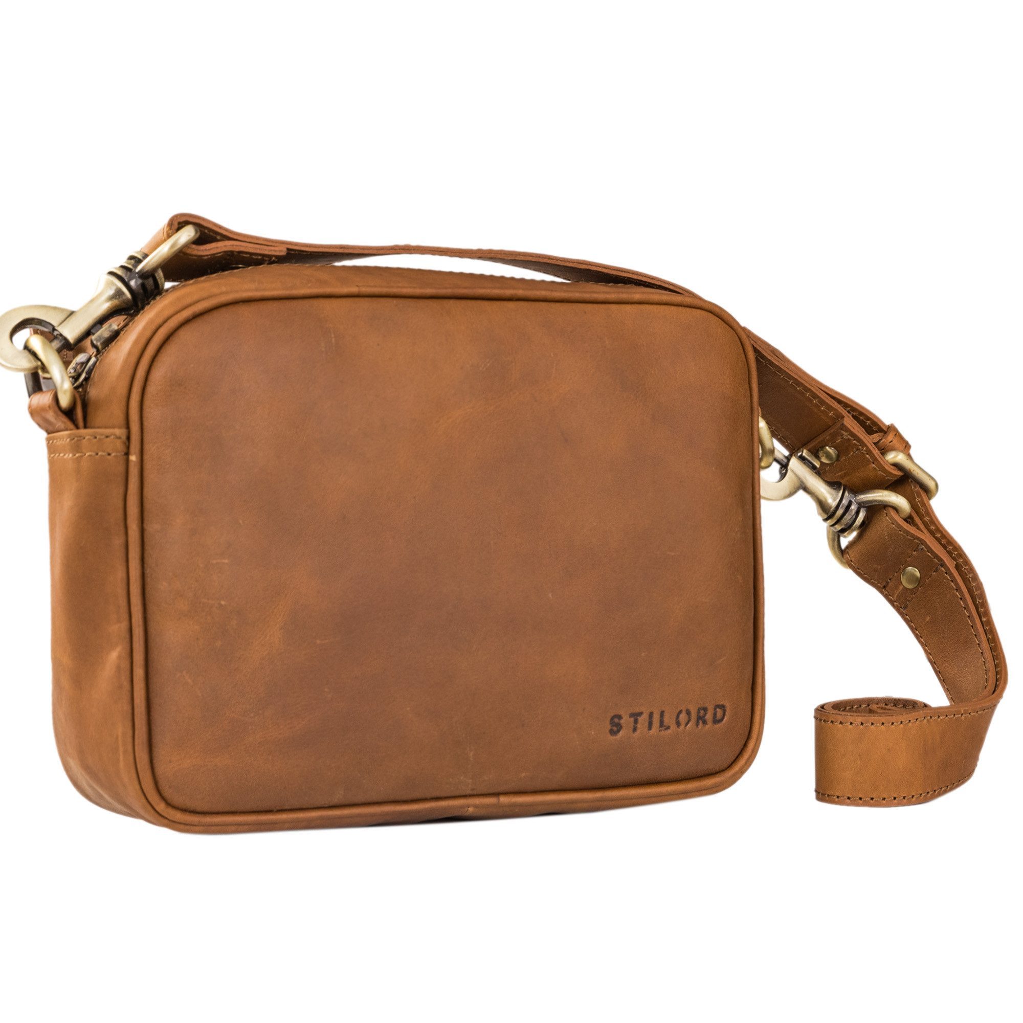 Handtasche "Tamika" Leder Handtasche Damen Mittelgroß mit breitem Gurt
