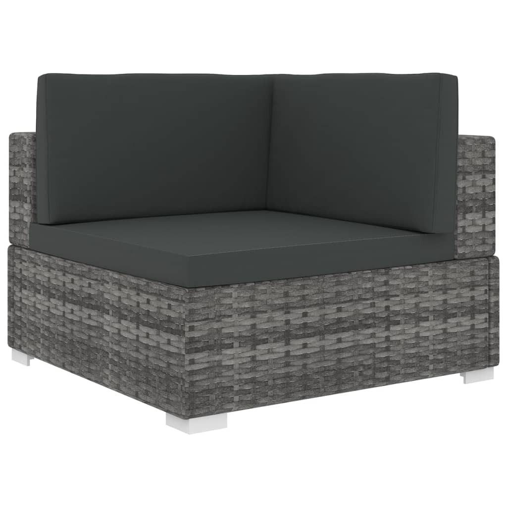 vidaXL Sofaelement Modular-Sofa-Eckteil 1 Stk. + Auflagen Poly Rattan Grau (1 St)