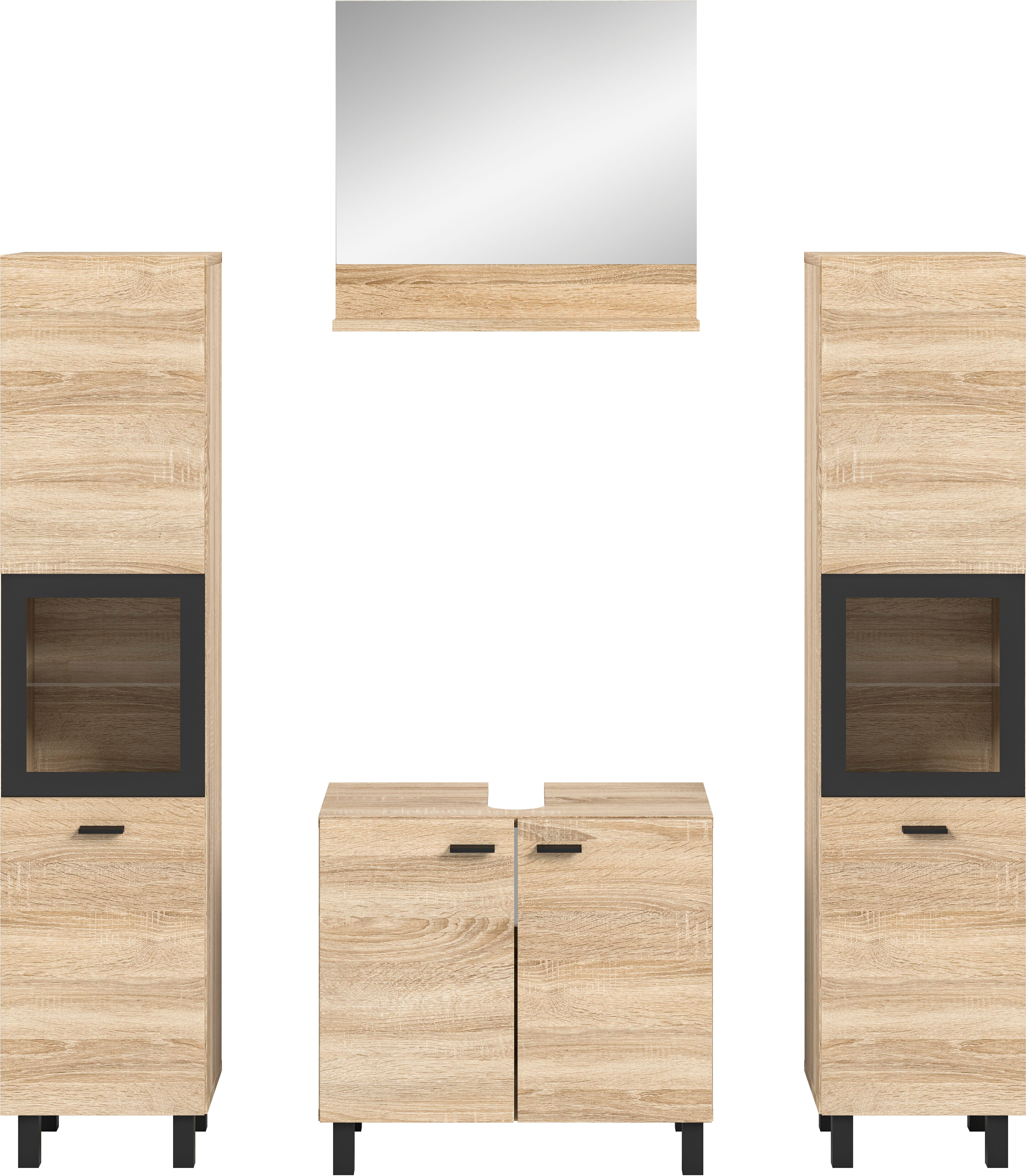 welltime Badmöbel-Set Tampa, Breite 137cm, 4-teilig, (4-St), Waschbeckenunt günstig online kaufen