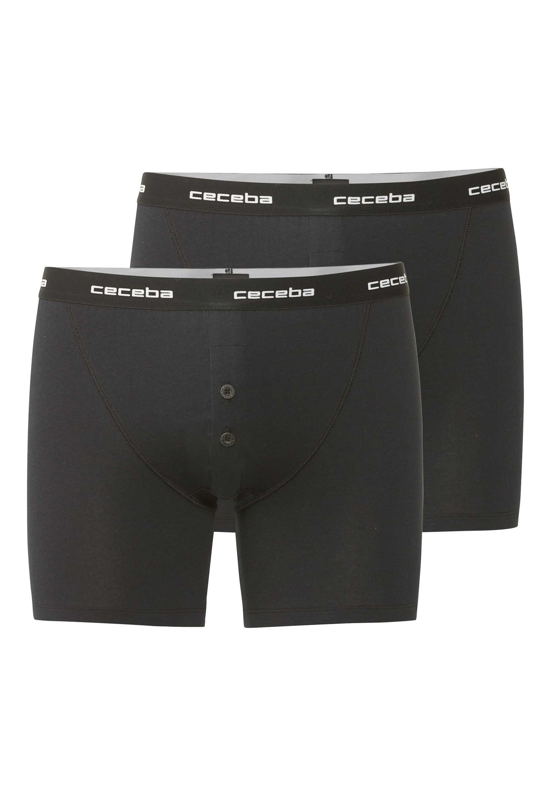 Langer Boxer CECEBA Herren Long-Pants schwarz uni 2er Pack