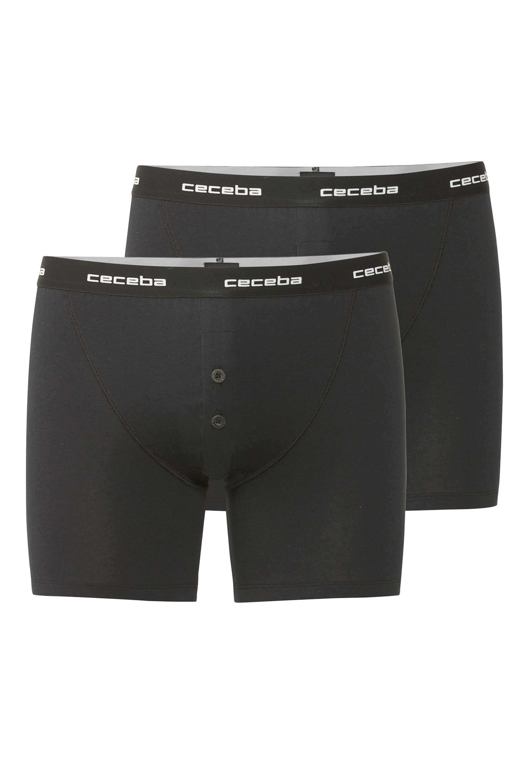 CECEBA Langer Boxer CECEBA Herren Long-Pants schwarz uni 2er Pack (2-St) schwarz-dunkel-uni