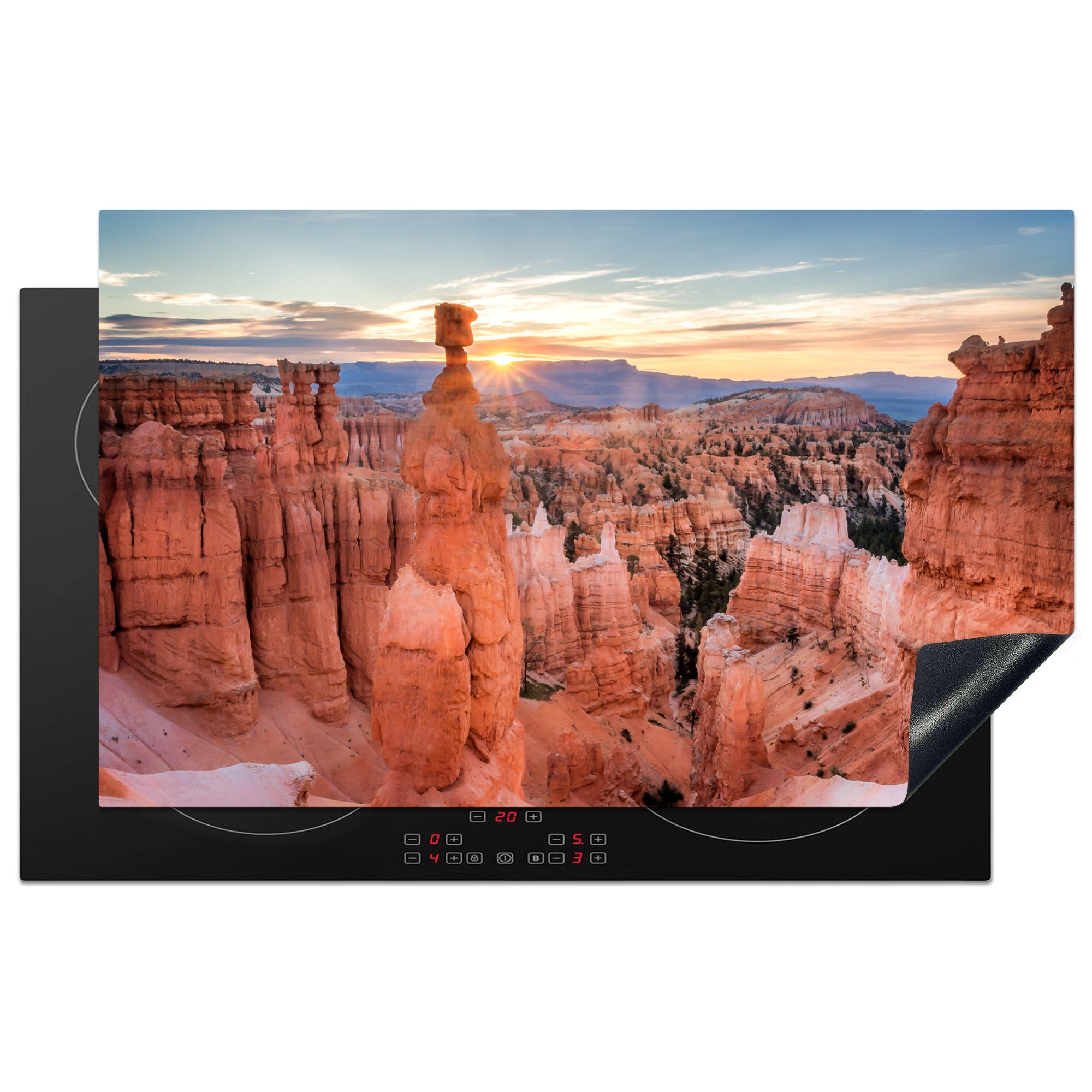 MuchoWow cm, Vinyl, National (1 83x51 Arbeitsplatte Park, für Bryce im Ceranfeldabdeckung, Canyon Sonnenaufgang Herdblende-/Abdeckplatte küche tlg),