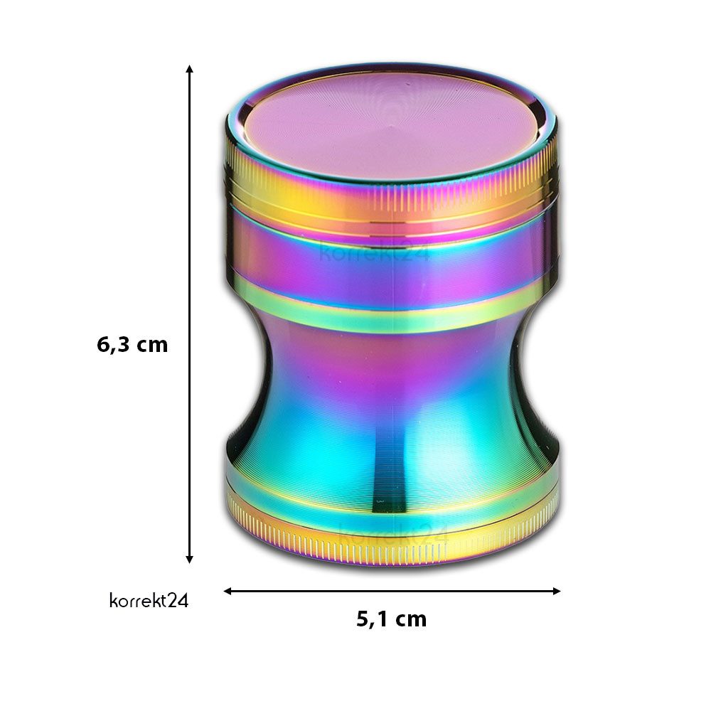 Coumo Kräutermühle Grinder Crusher Gewürzmühle Set. Rainbow Kegel Design, ⌀ 5 cm, Metall