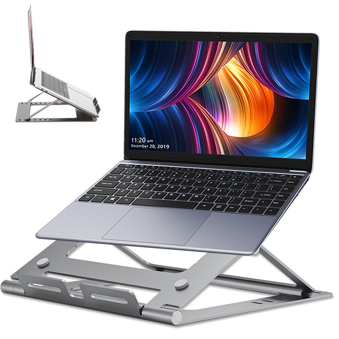 MOPUEA Laptoptisch Laptop-Ständer höhenverstellbar neigbar klappbar, tragbar (5052 Aluminiumlegierung + ABS, 1-St., Ergonomischer Tablet-Ständer), Größenkompatibilität: 17,3 Zoll und darunter