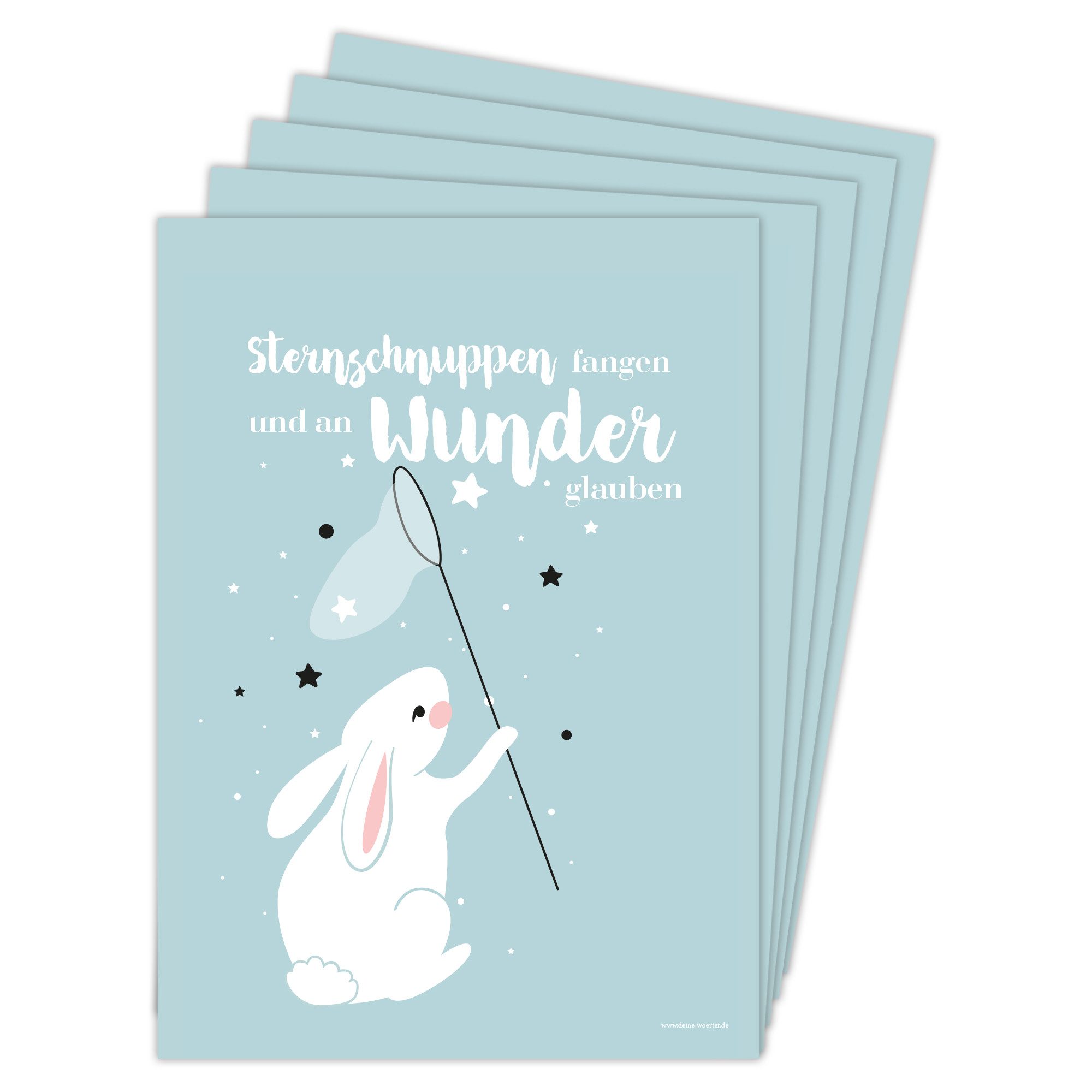 Deine Wörter Grußkarten Sternschnuppen Wunder Postkarten 5er Set – Geschenk Geburt A6